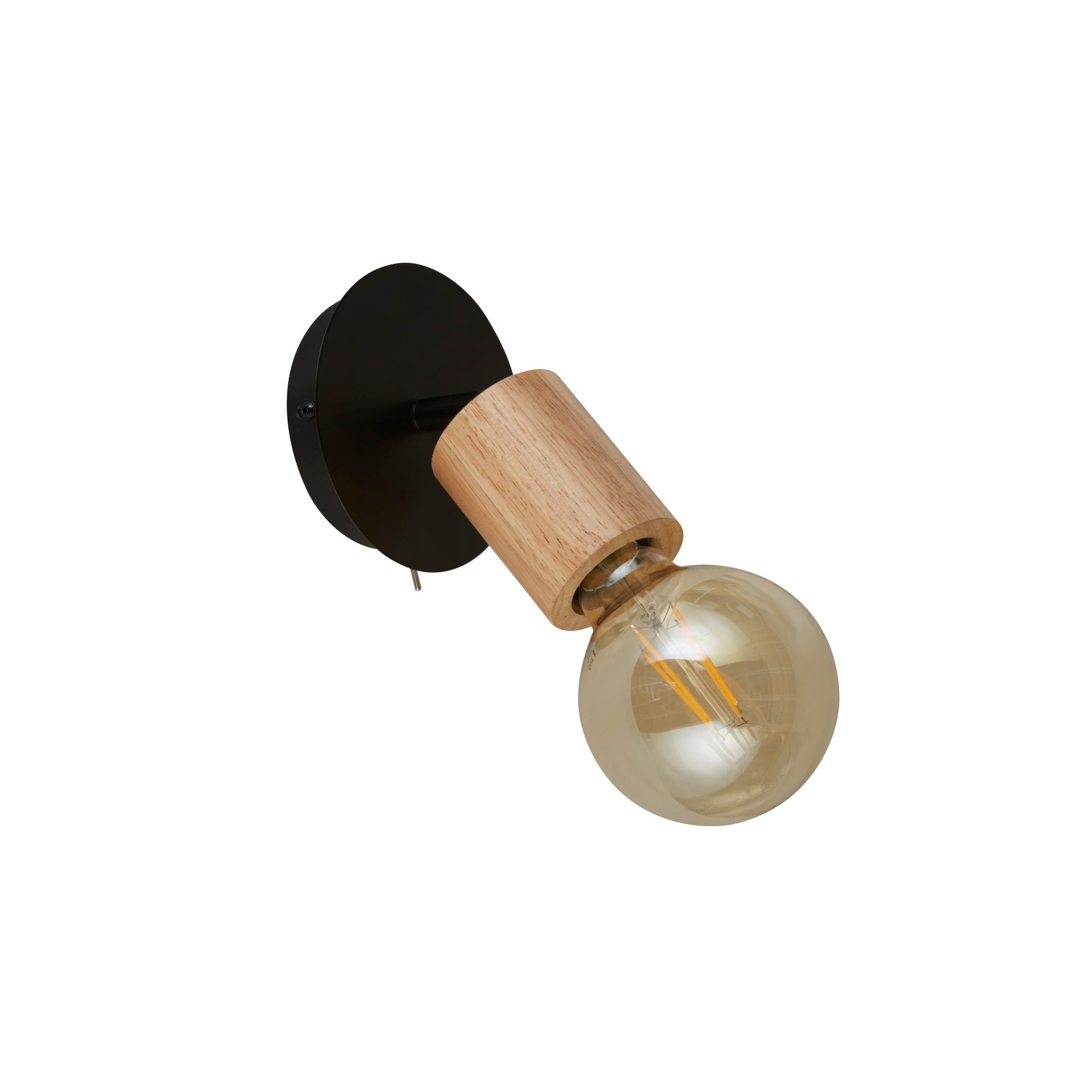 Searchlight South Spotlight Wall Light- Wood & Black Metal