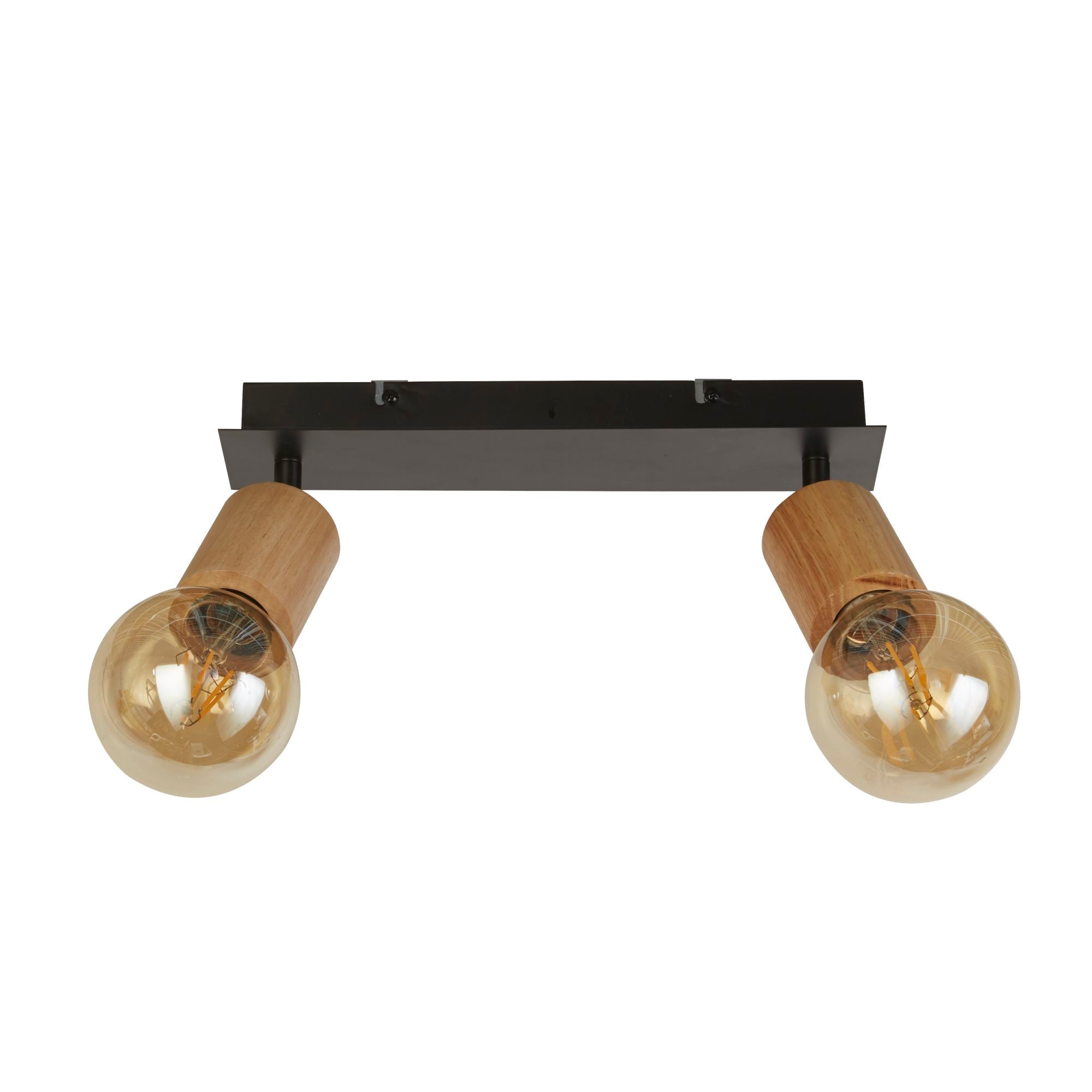 Searchlight South 2 Light Spotlight - Wood & Black Metal