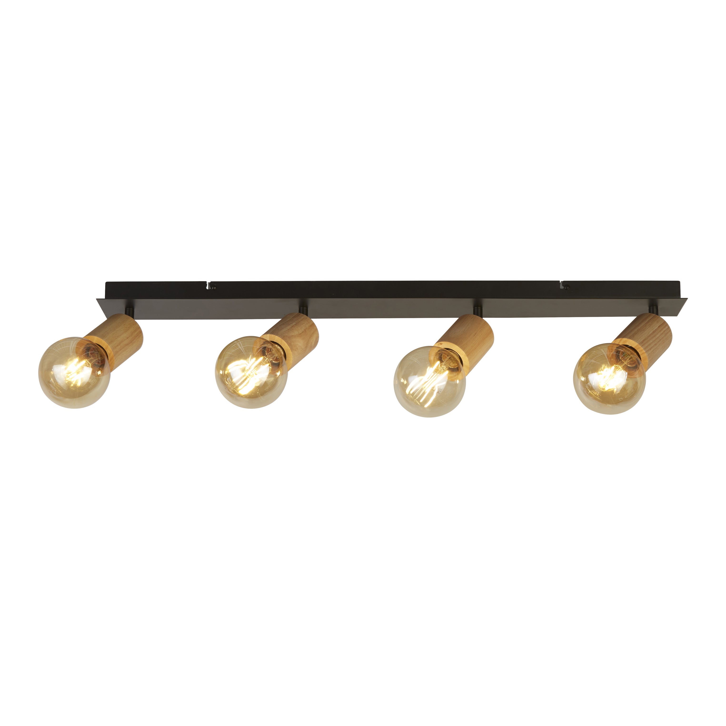 Searchlight South 4 Light Bar Spotlight- Wood & Black Metal