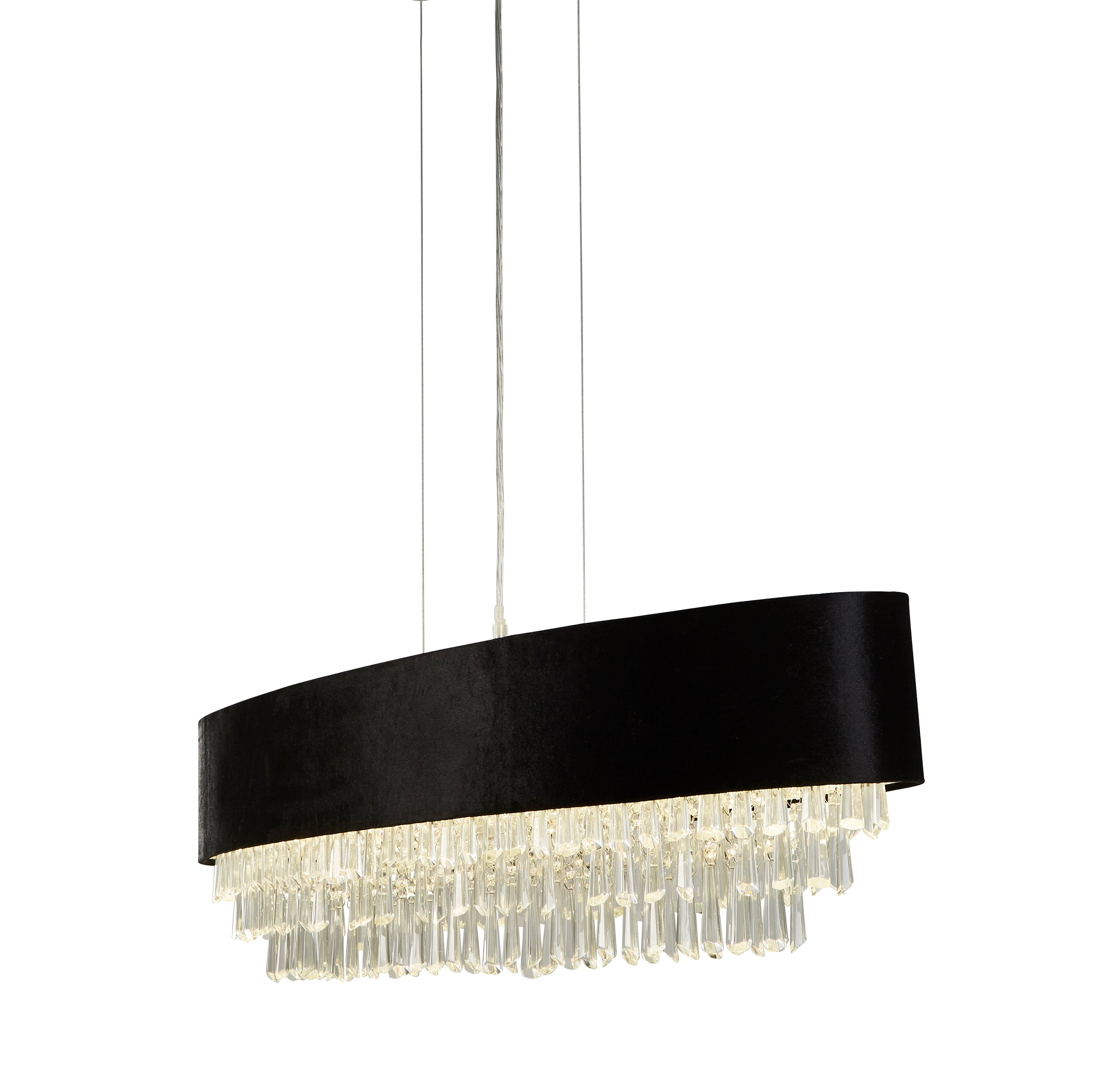 Searchlight Geneva 8 Light Oval Pendant - Black Velvet & Clear Crystal