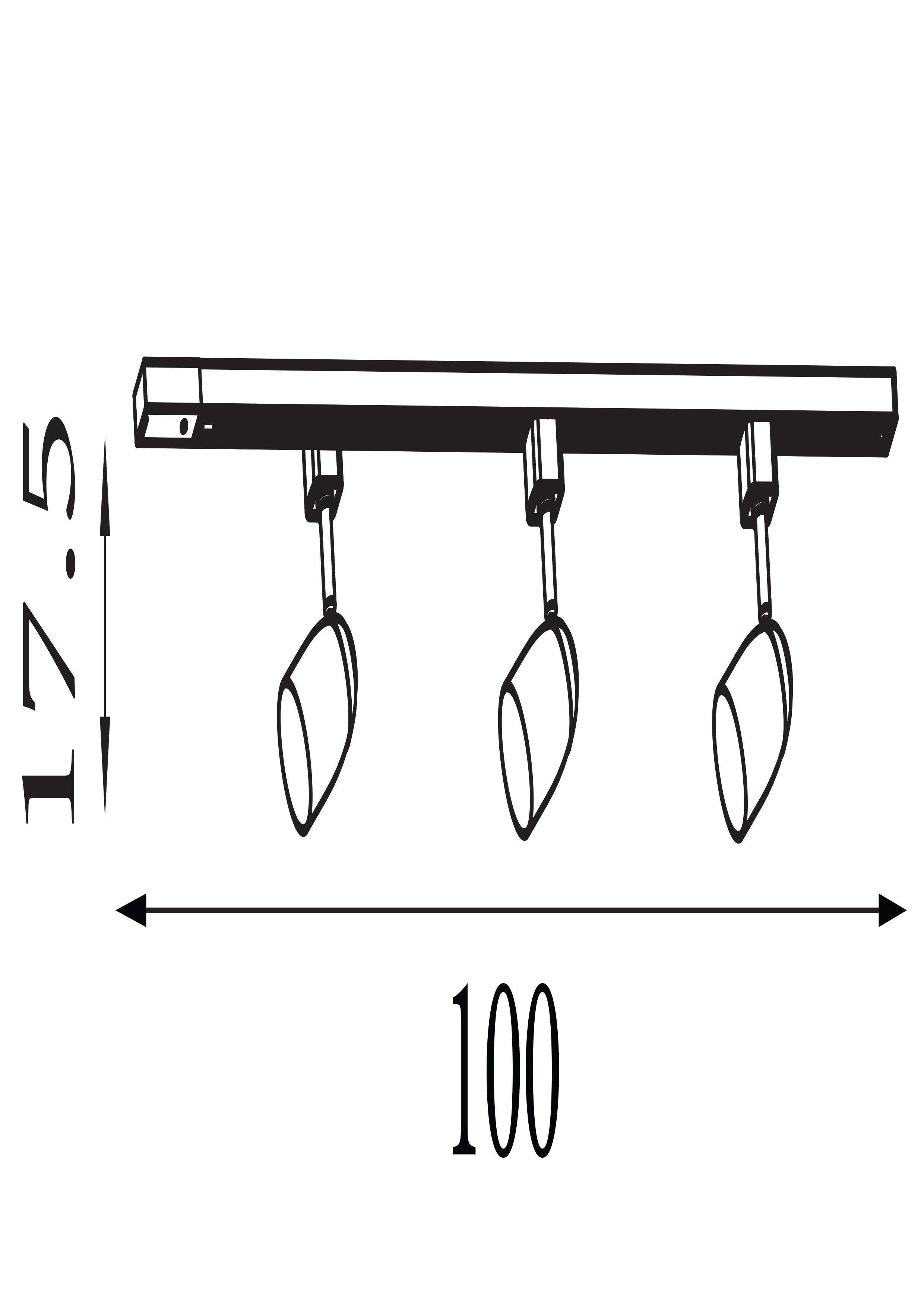 Searchlight Track & Spot Pack - 3 Silver Heads, 1m Track, 2 Way Connector