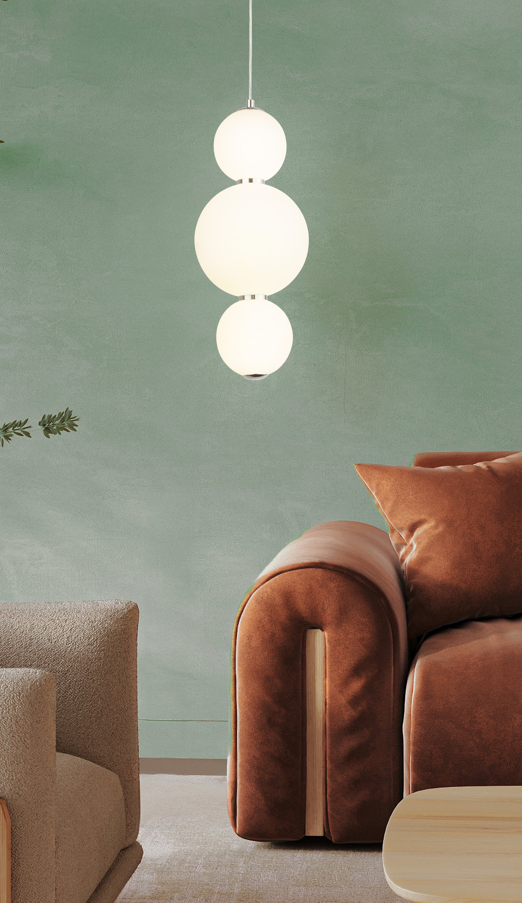 Searchlight Slater 3 Light Ceiling Pendant - Chrome & Opal Glass