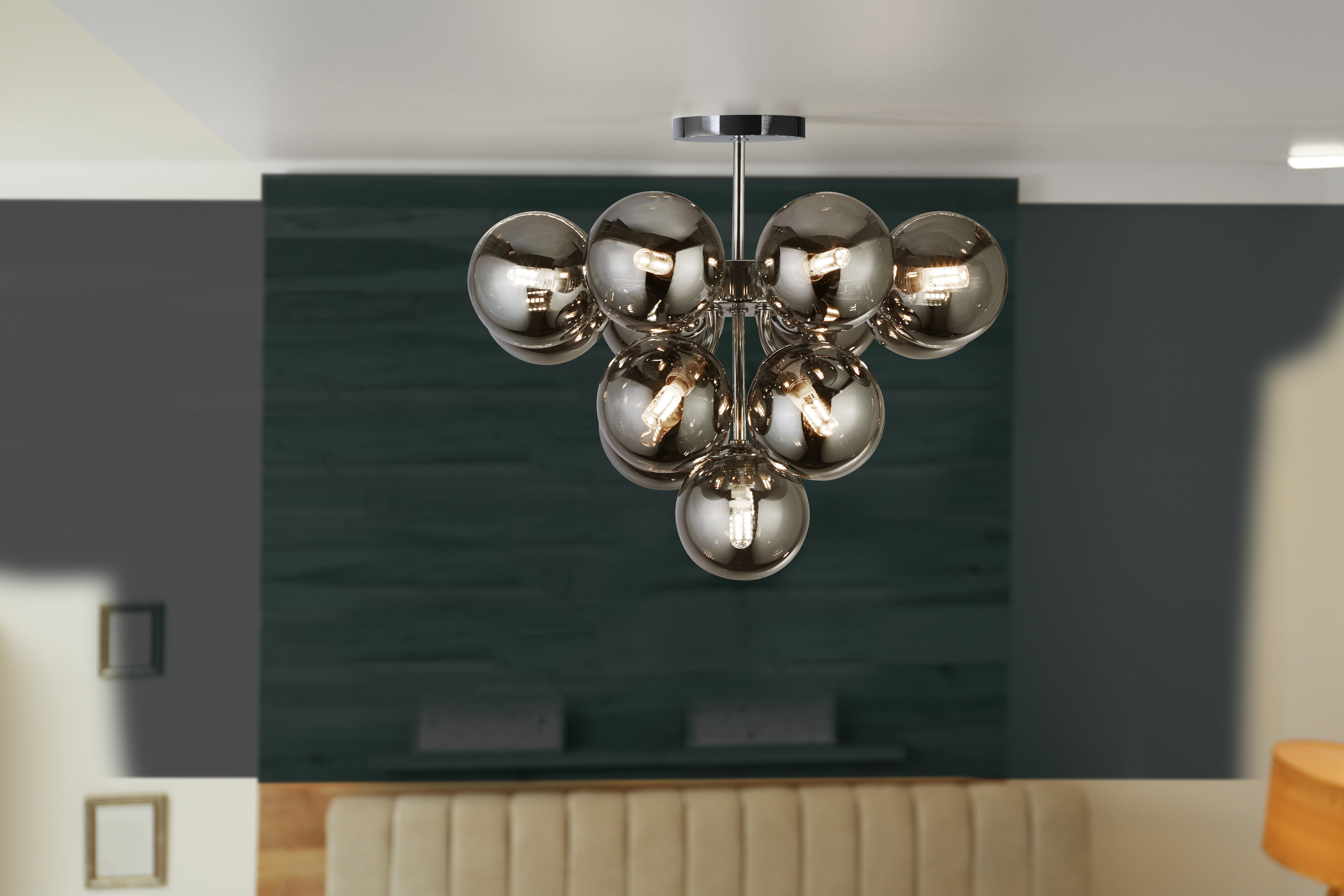 Searchlight Beau 13 Light Ceiling Pendant - Chrome & Smoked Glass