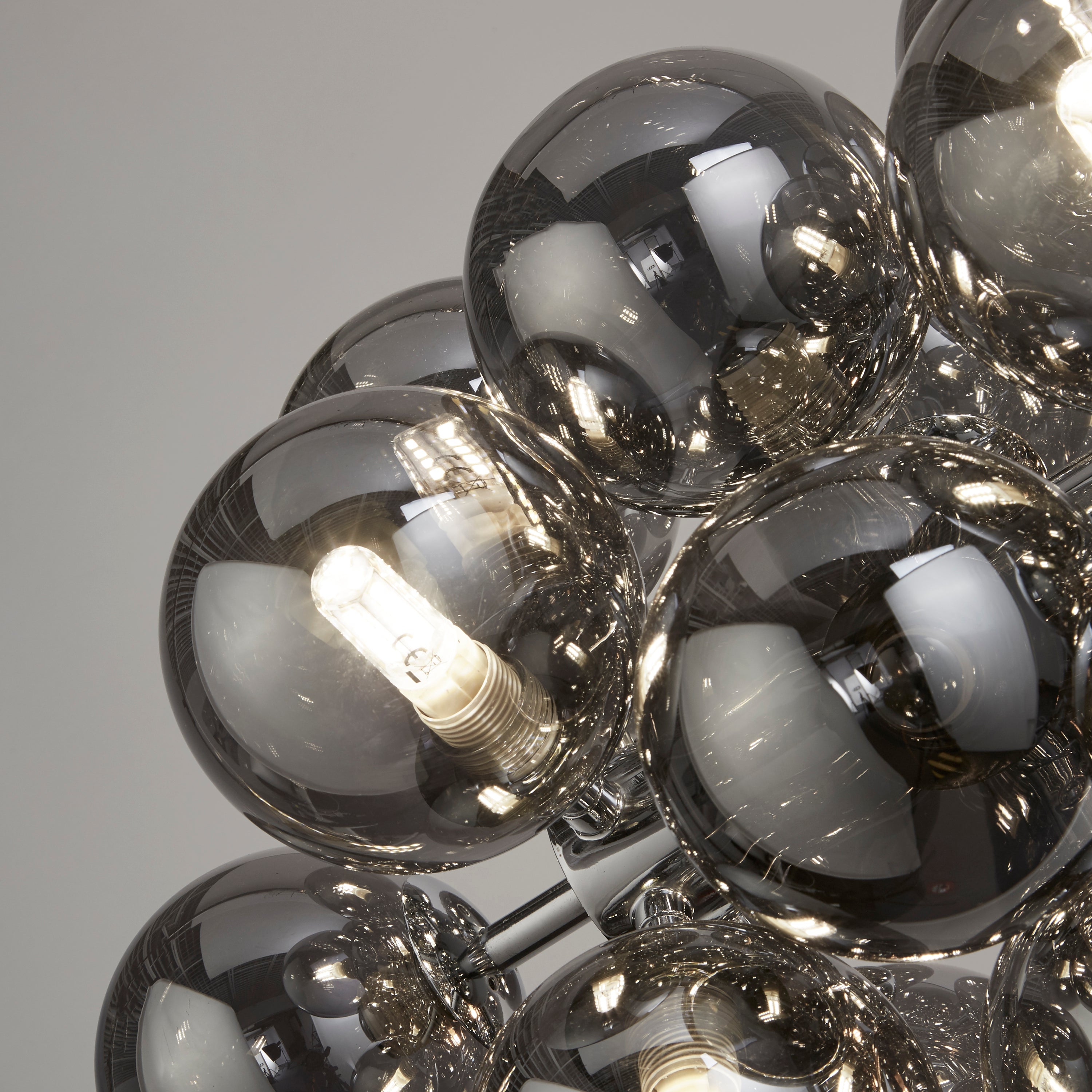 Searchlight Beau 25 Light Ceiling Pendant - Chrome & Smoked Glass