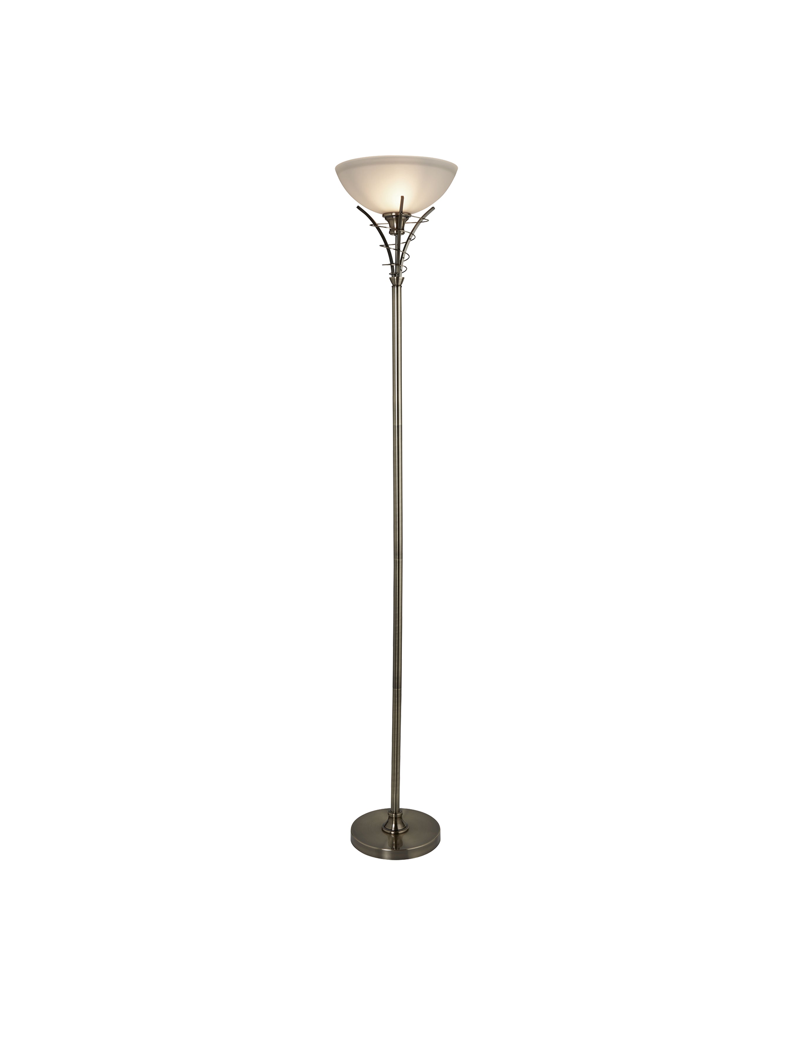 Searchlight Langrove Antique Brass Floor Lamp With Twist Centre & Dome Opal Glass