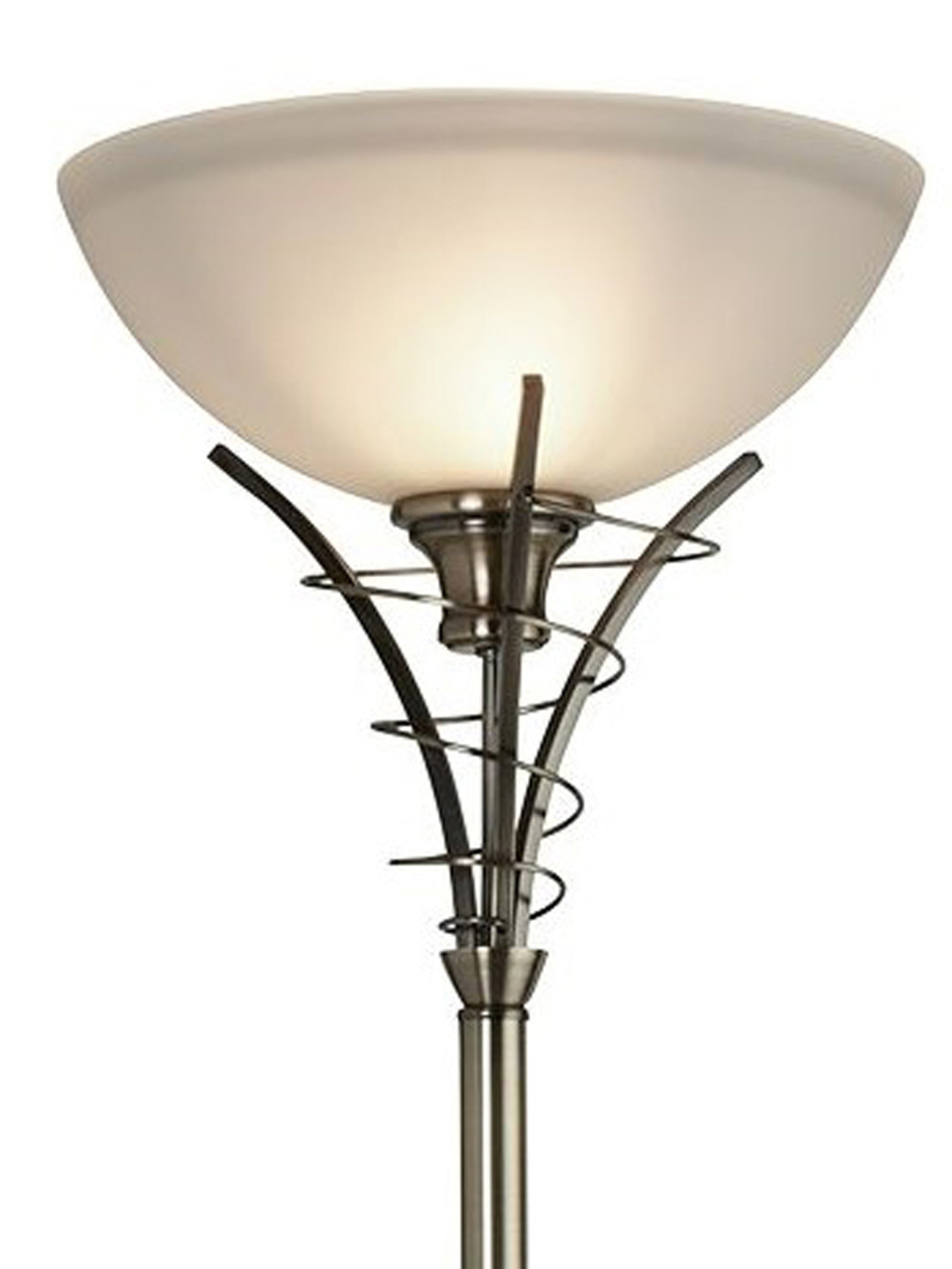 Searchlight Langrove Antique Brass Floor Lamp With Twist Centre & Dome Opal Glass