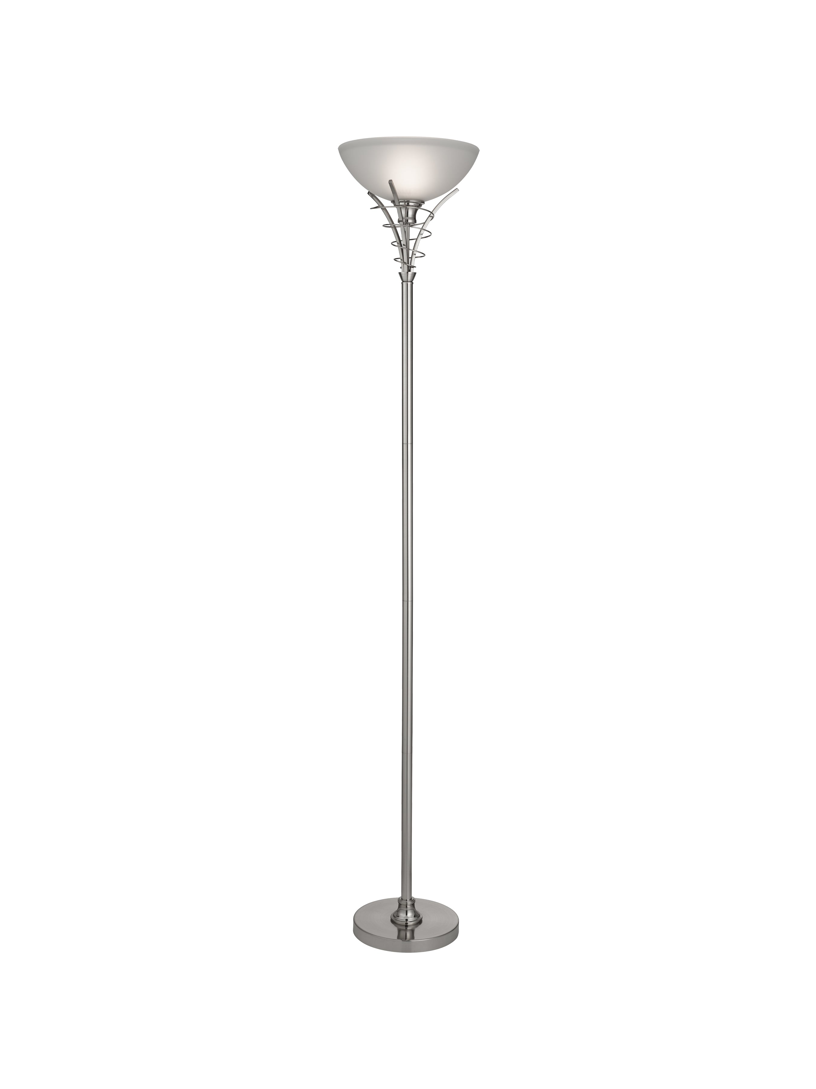 Searchlight Langrove Satin Silver Floor Lamp With Twist Centre & Dome Opal Glass