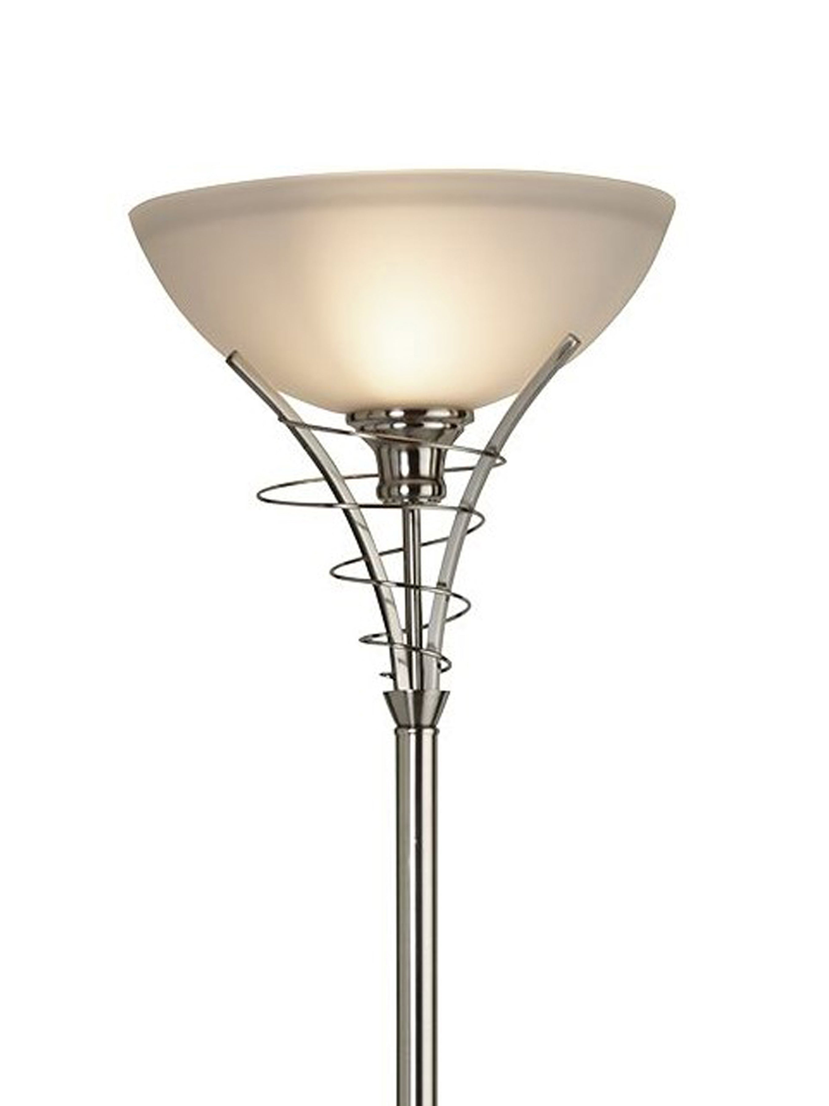 Searchlight Langrove Satin Silver Floor Lamp With Twist Centre & Dome Opal Glass