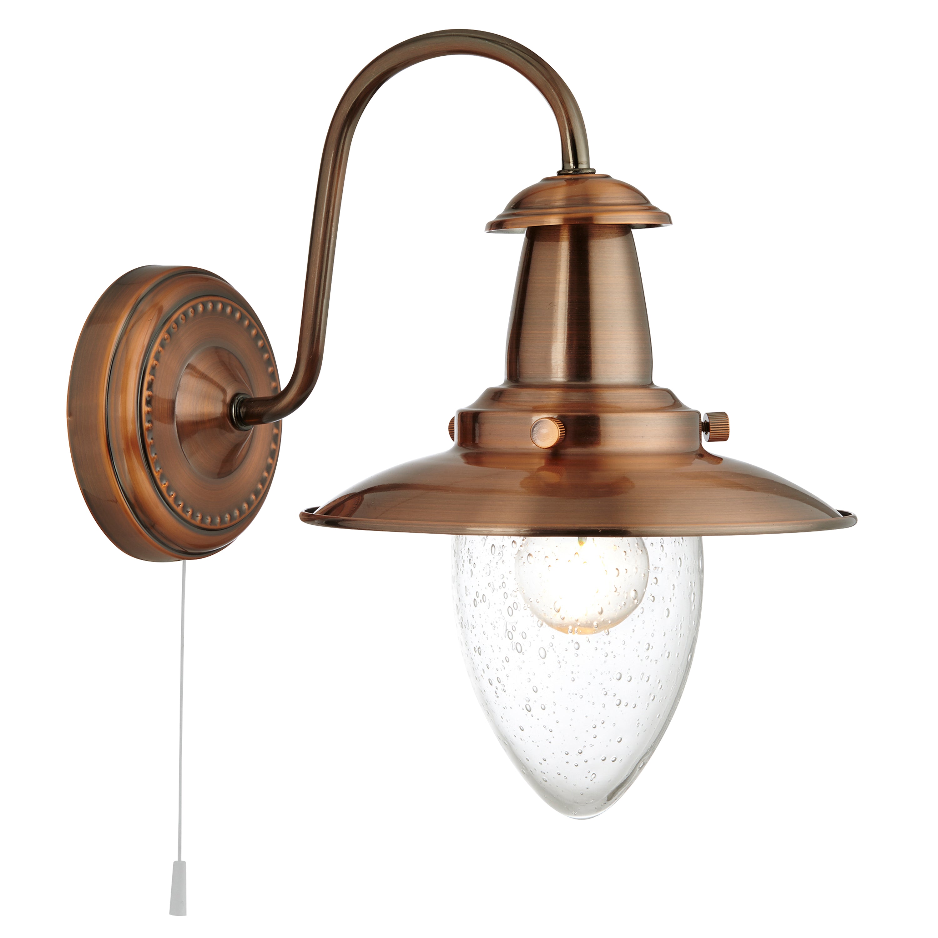 Searchlight Falkland II Wall Light - Copper & Clear Seeded Glass