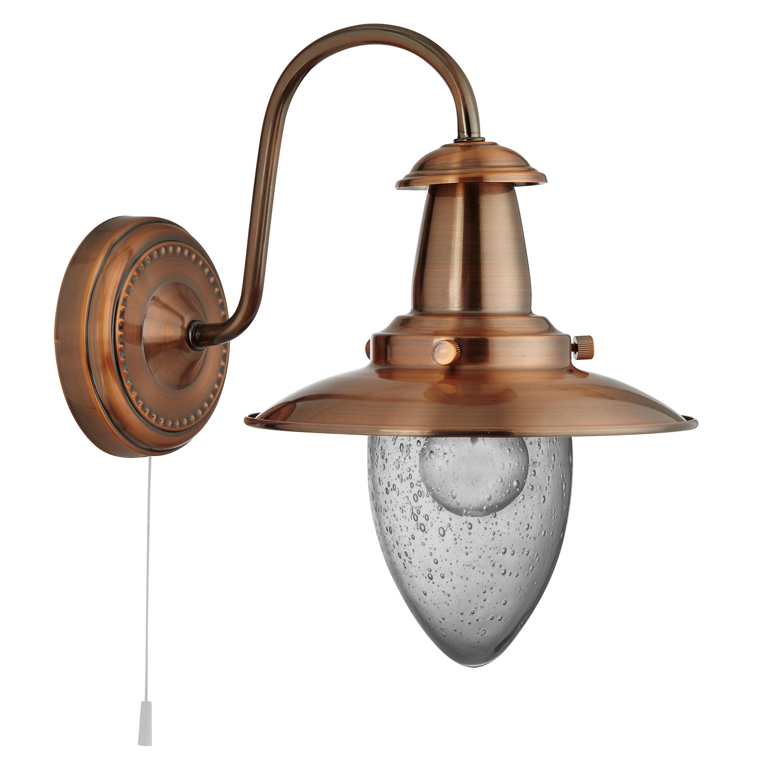 Searchlight Falkland II Wall Light - Copper & Clear Seeded Glass