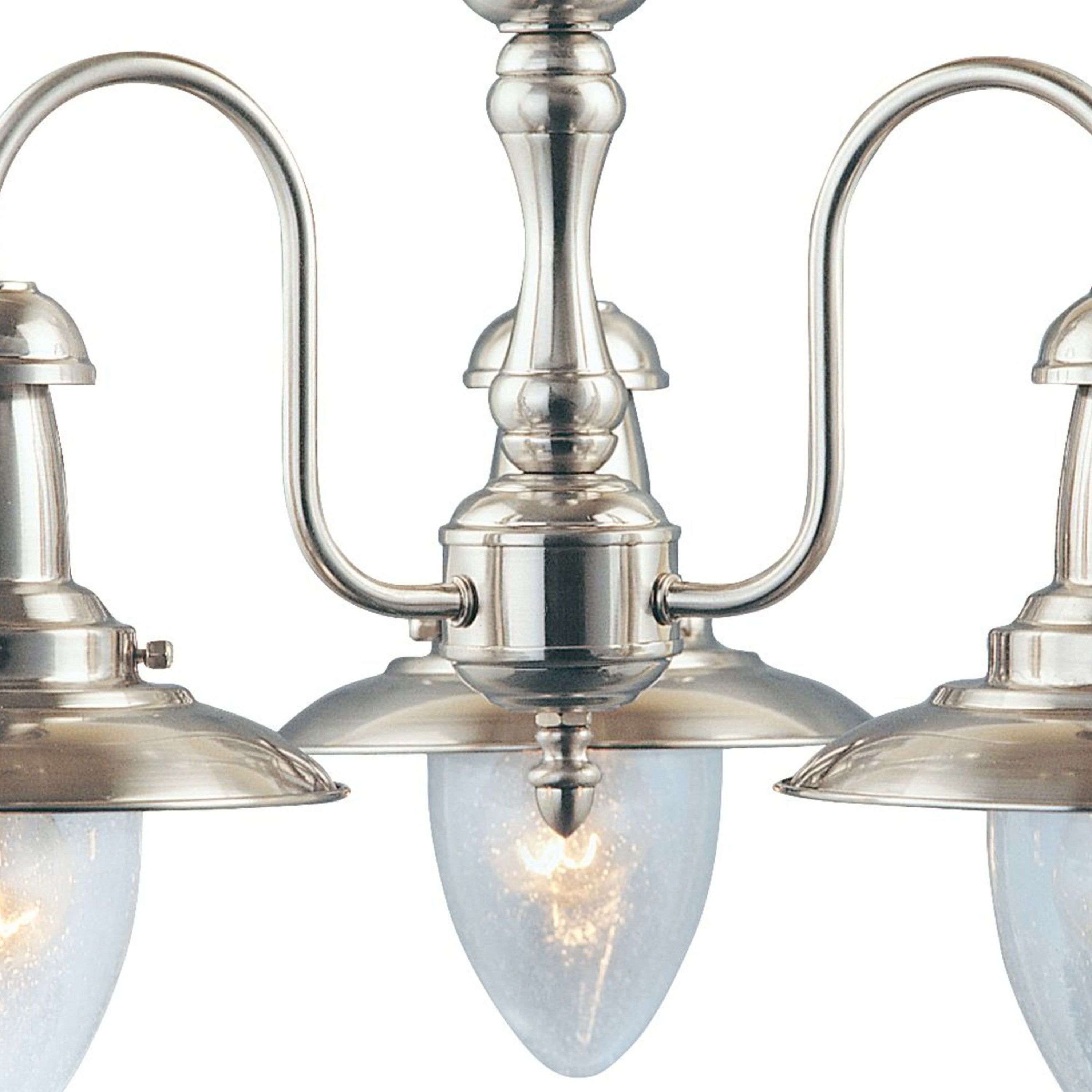 Searchlight Falkland - 3 Light Ceiling Pendant, Satin Silver With Seeded Glass Shades