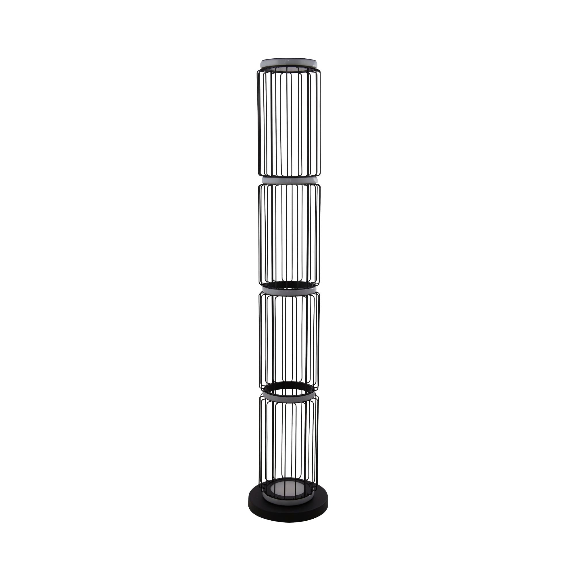 Searchlight Canova Cage Floor Lamp - Black & White Silicon
