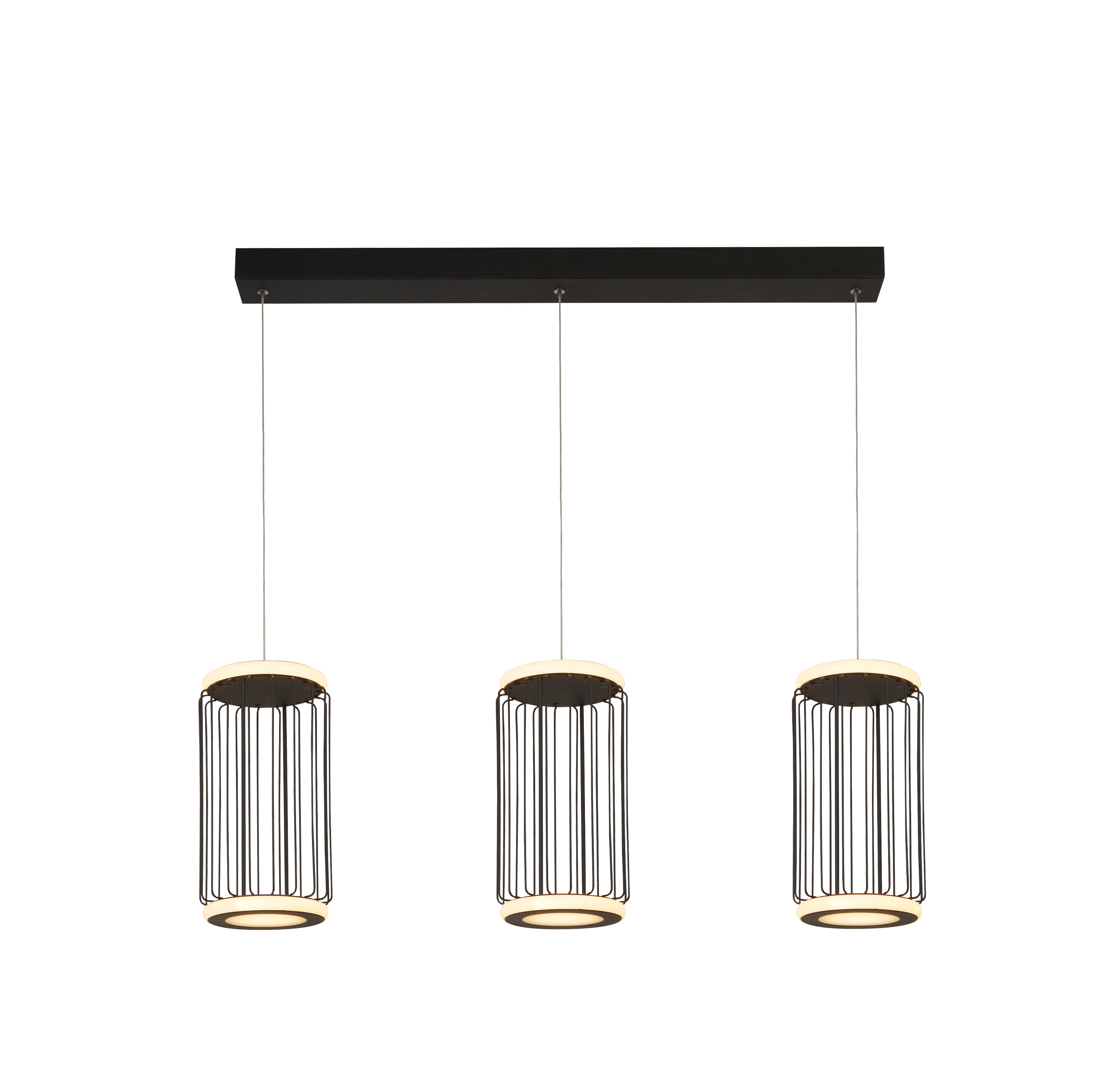 Searchlight Canova 3 Light Cage LED Bar Ceiling Pendant  - Black Metal