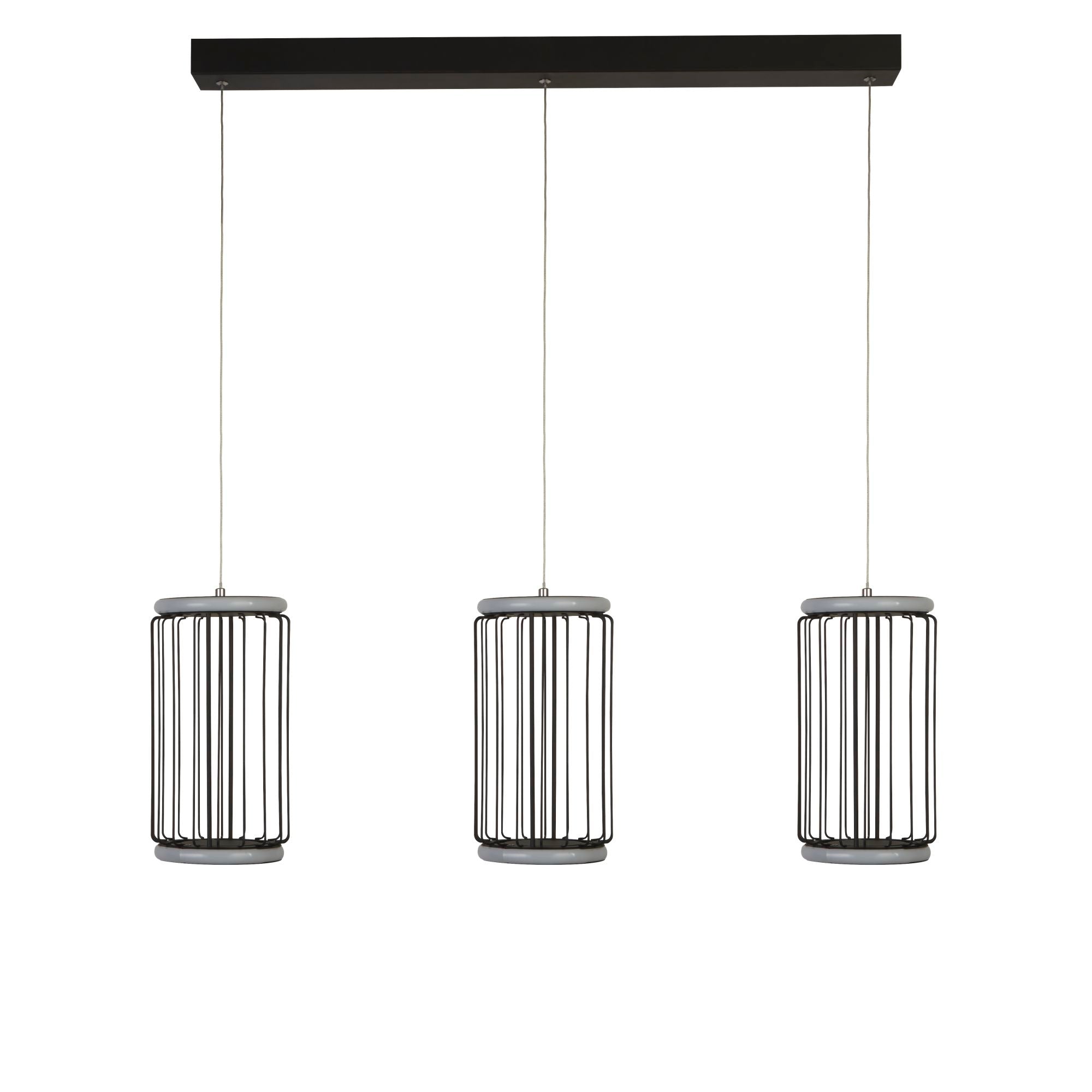 Searchlight Canova 3 Light Cage LED Bar Ceiling Pendant  - Black Metal