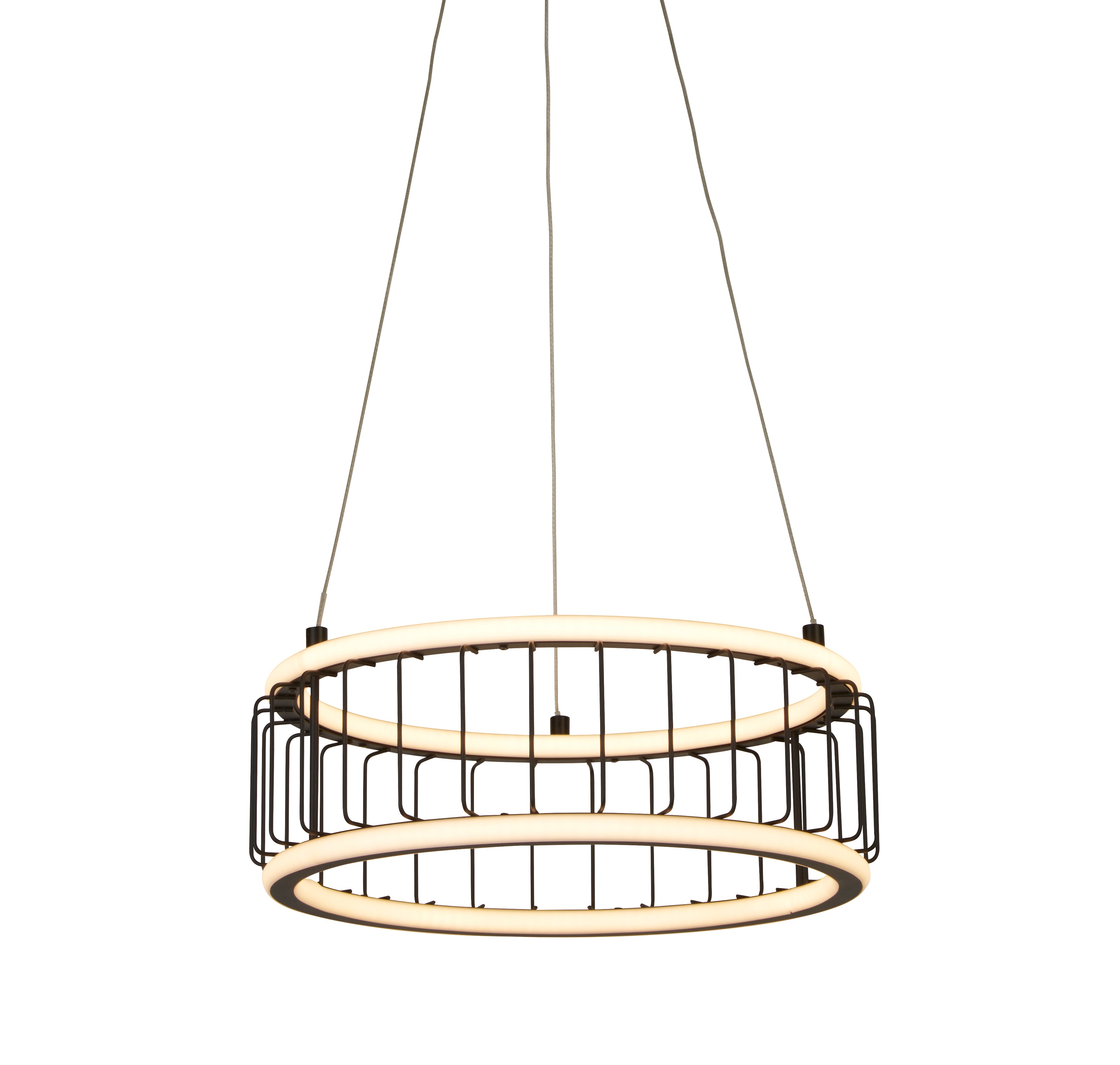 Searchlight Canova Cage LED Drum Ceiling Pendant - Small - Black Metal