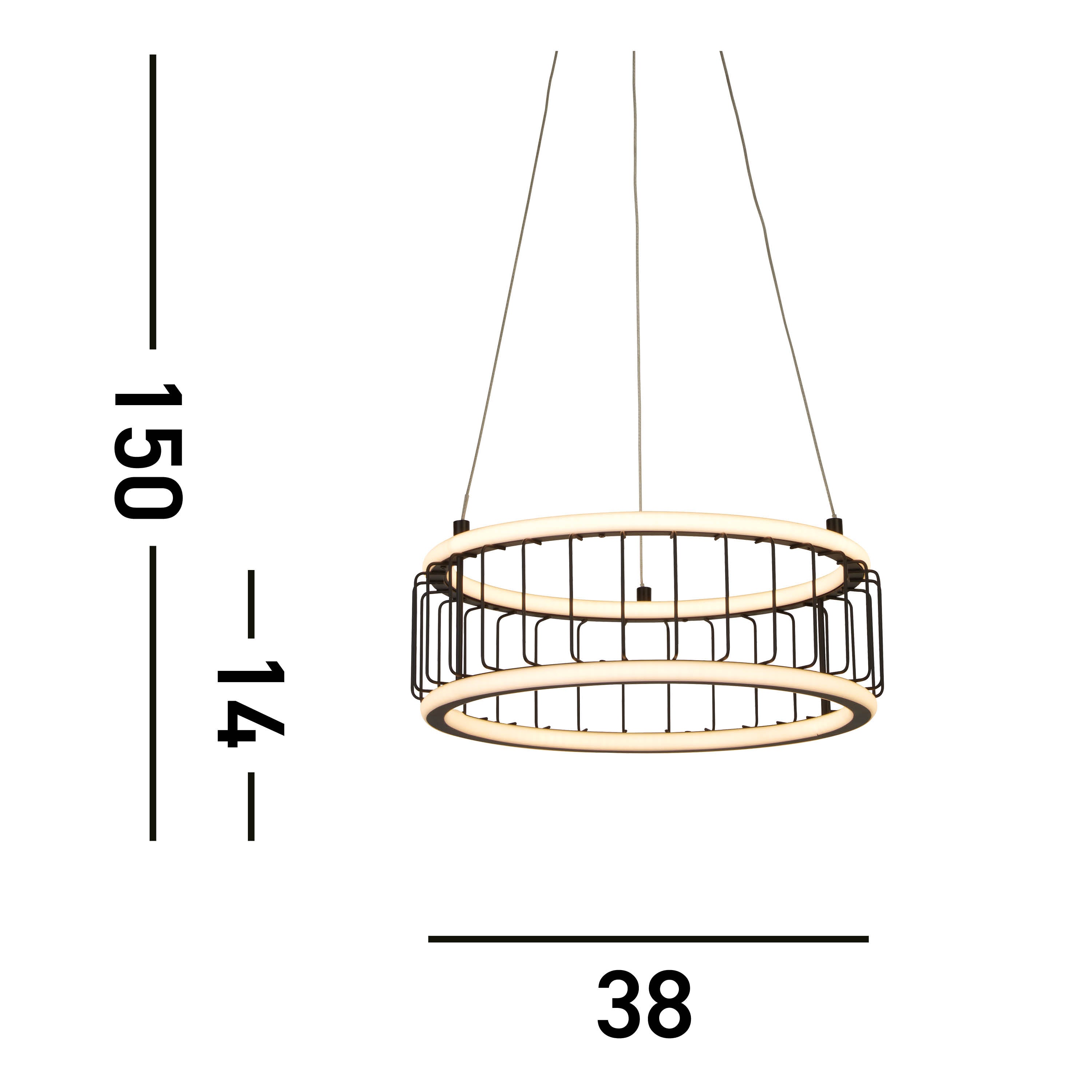 Searchlight Canova Cage LED Drum Ceiling Pendant - Small - Black Metal