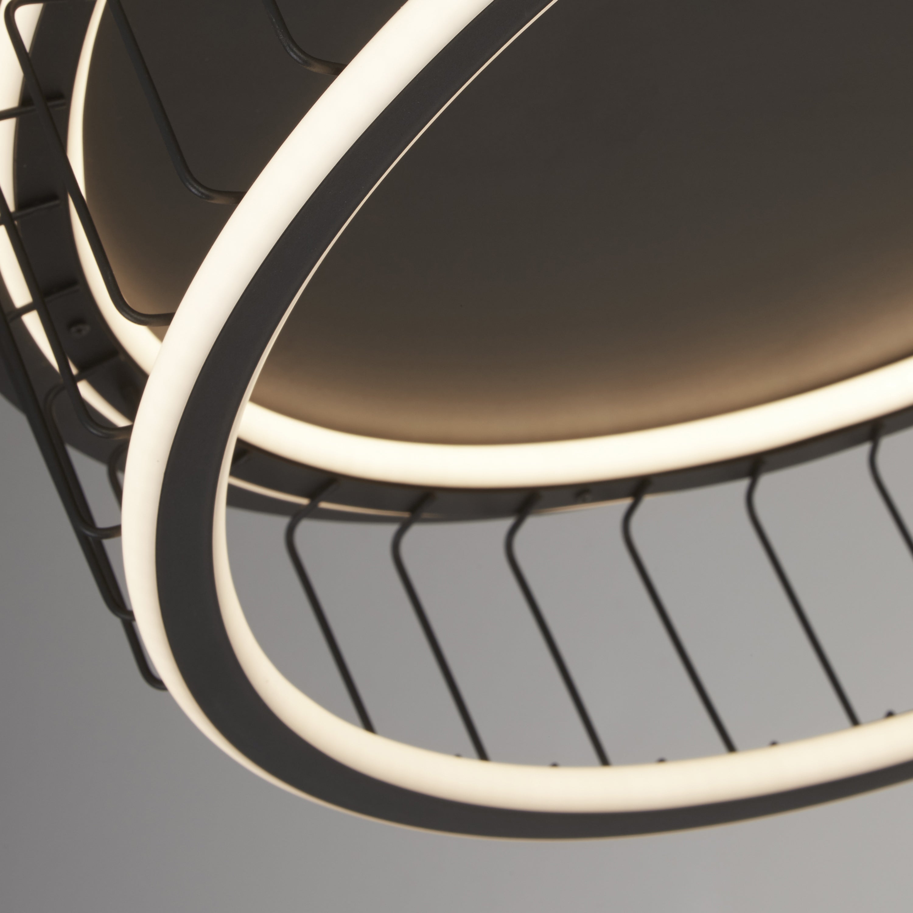 Searchlight Canova Cage LED Flush Ceiling Light - Large - Black Metal