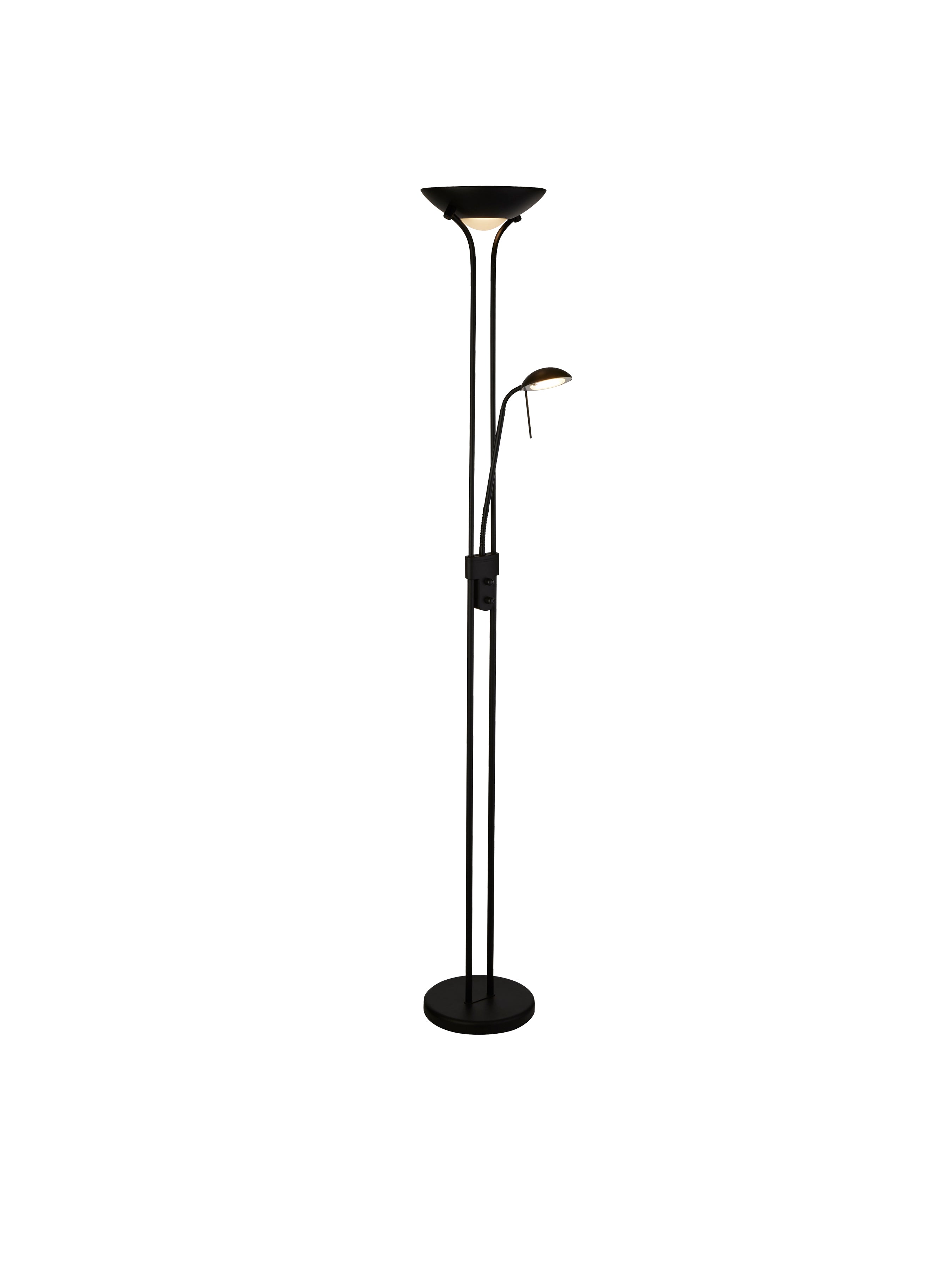 Searchlight Merlin Mother & Child Floor Lamp - Matt Black & Glass