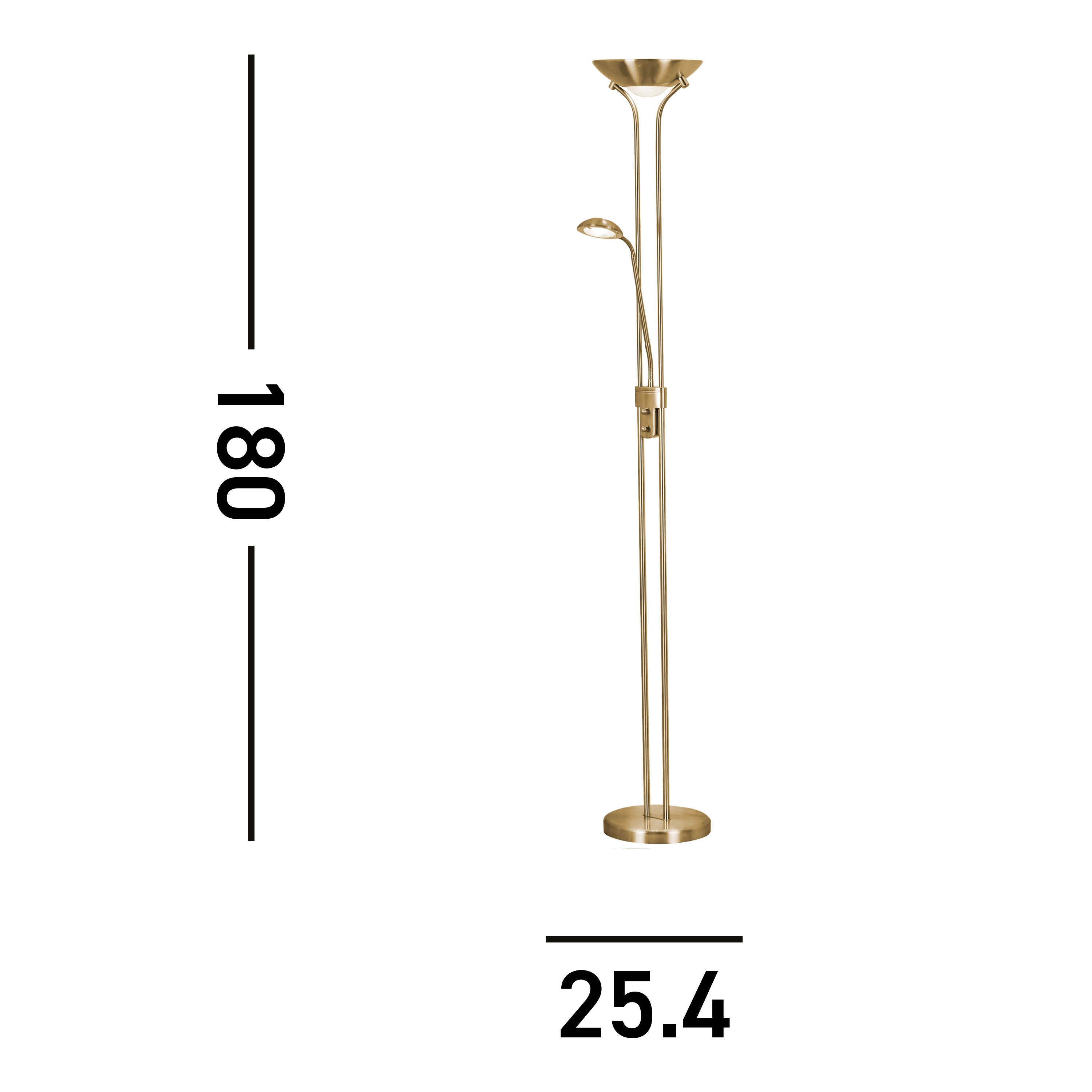 Searchlight Merlin Mother & Child LED Dimmable Floor Lamp - Satin Brass