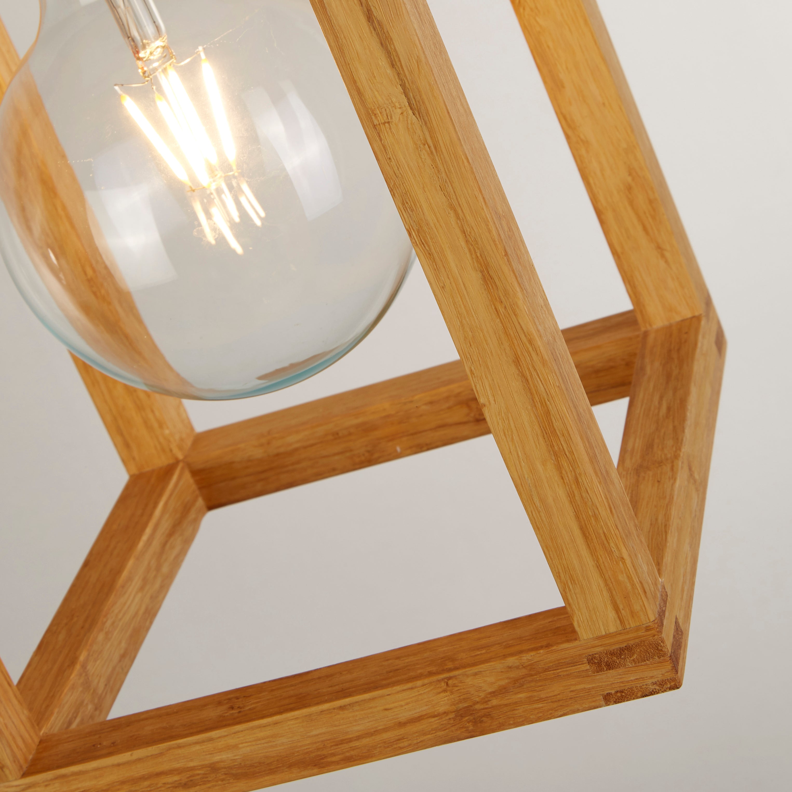 Searchlight Soho Pendant - Natural Wood & Black