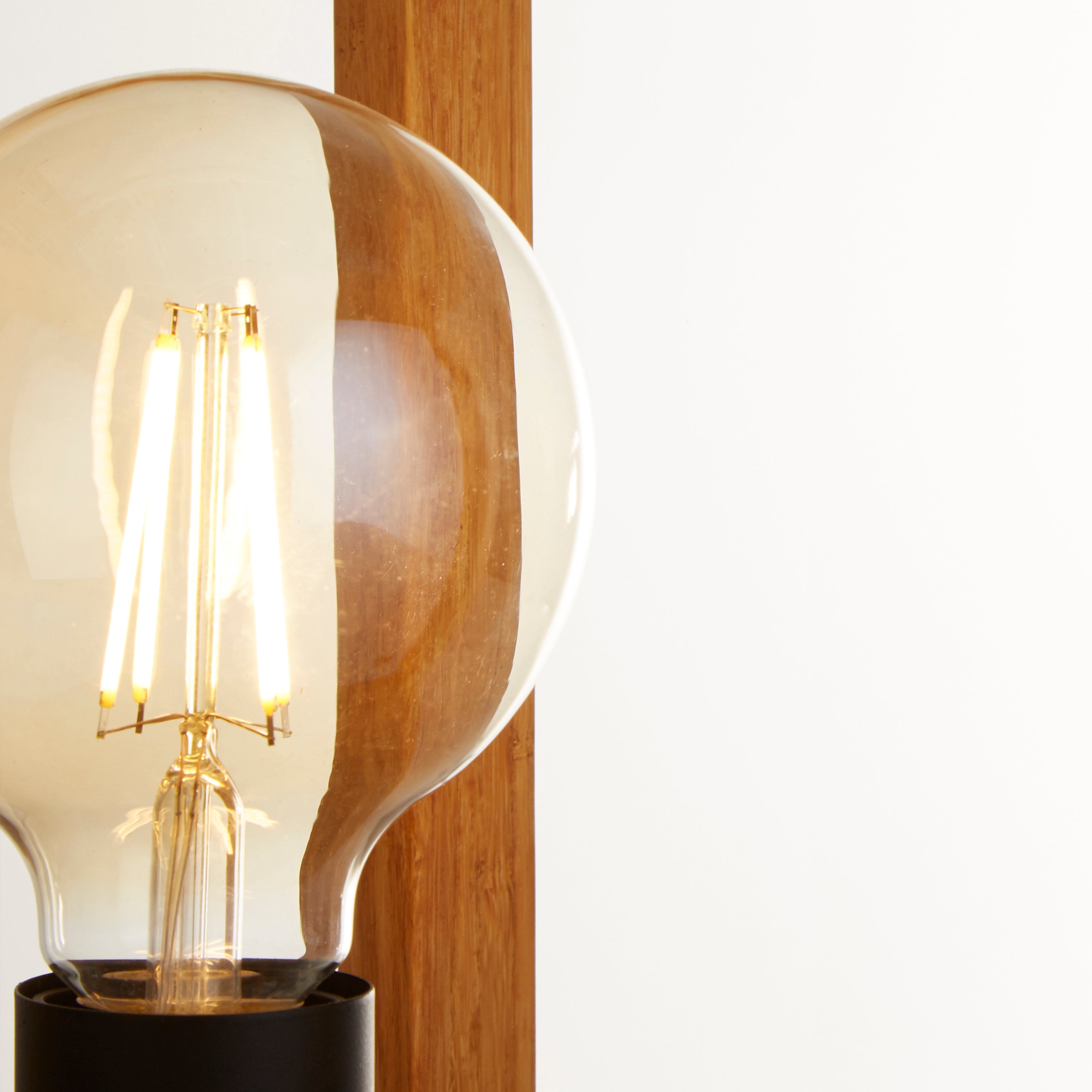 Searchlight Soho Table Lamp - Natural Wood & Black