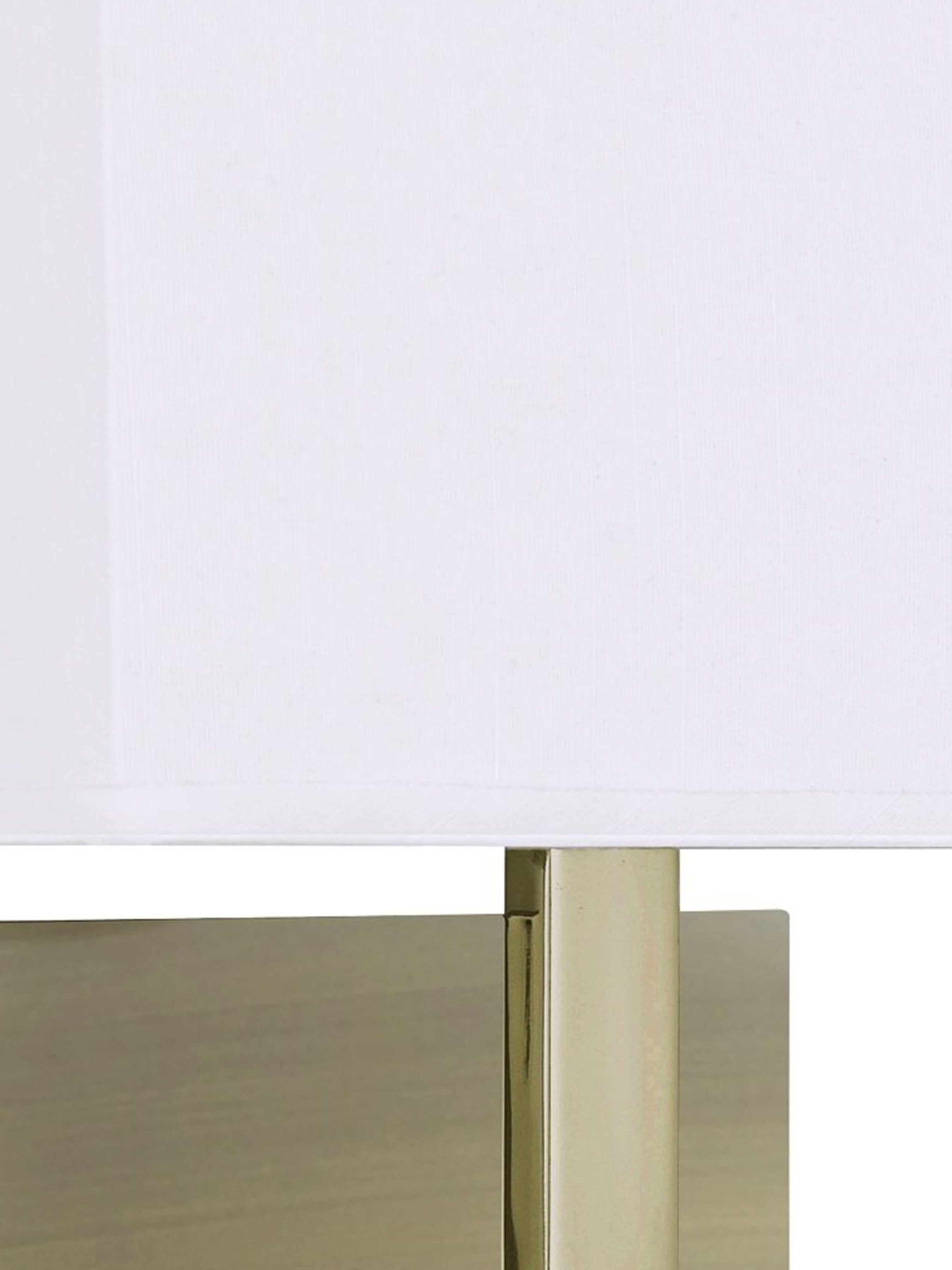 Searchlight Angela Antique Brass Wall Light - White Rectangular Fabric Shade, Black Switch