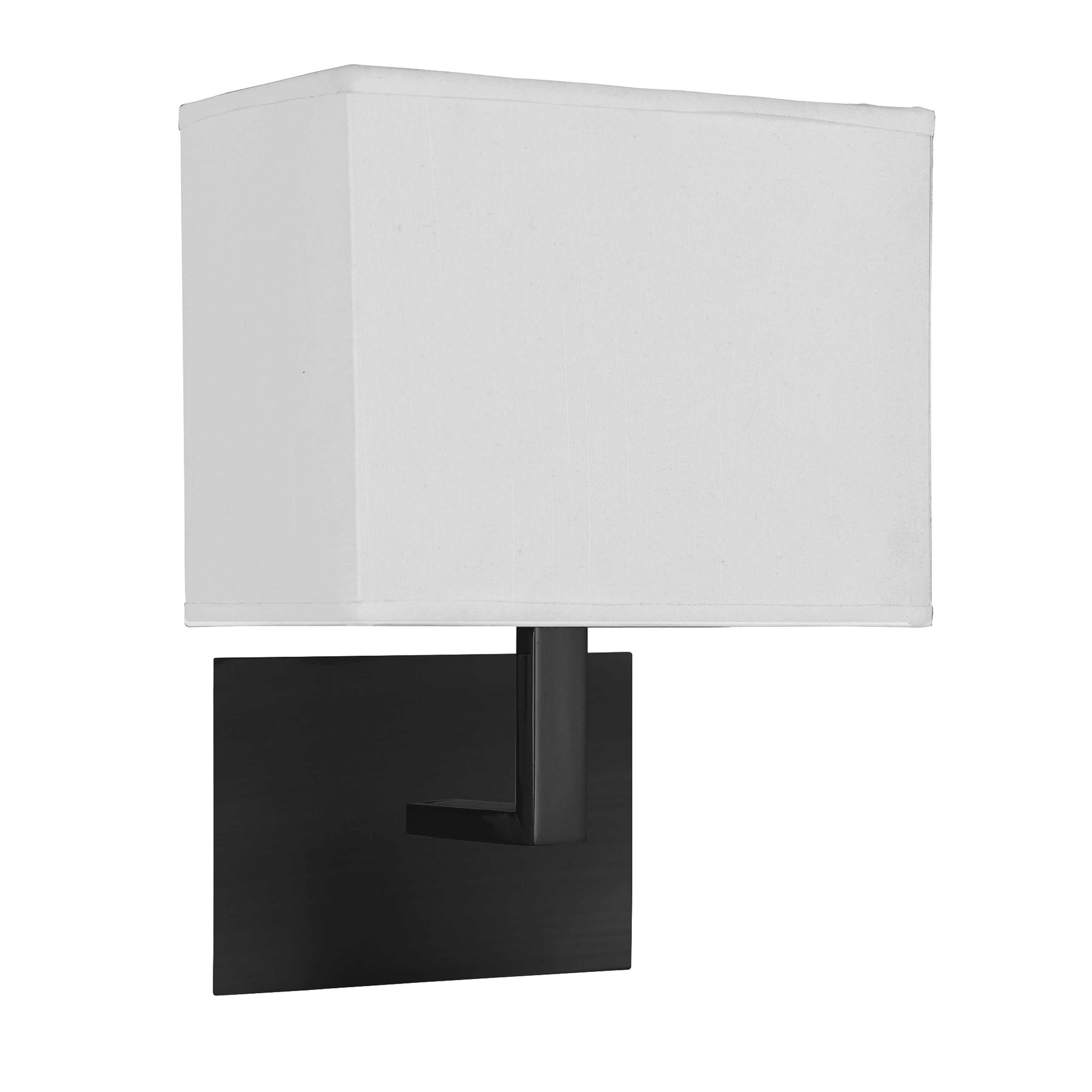 Searchlight Hardy Wall Light - Matt Black & White Fabric Shade