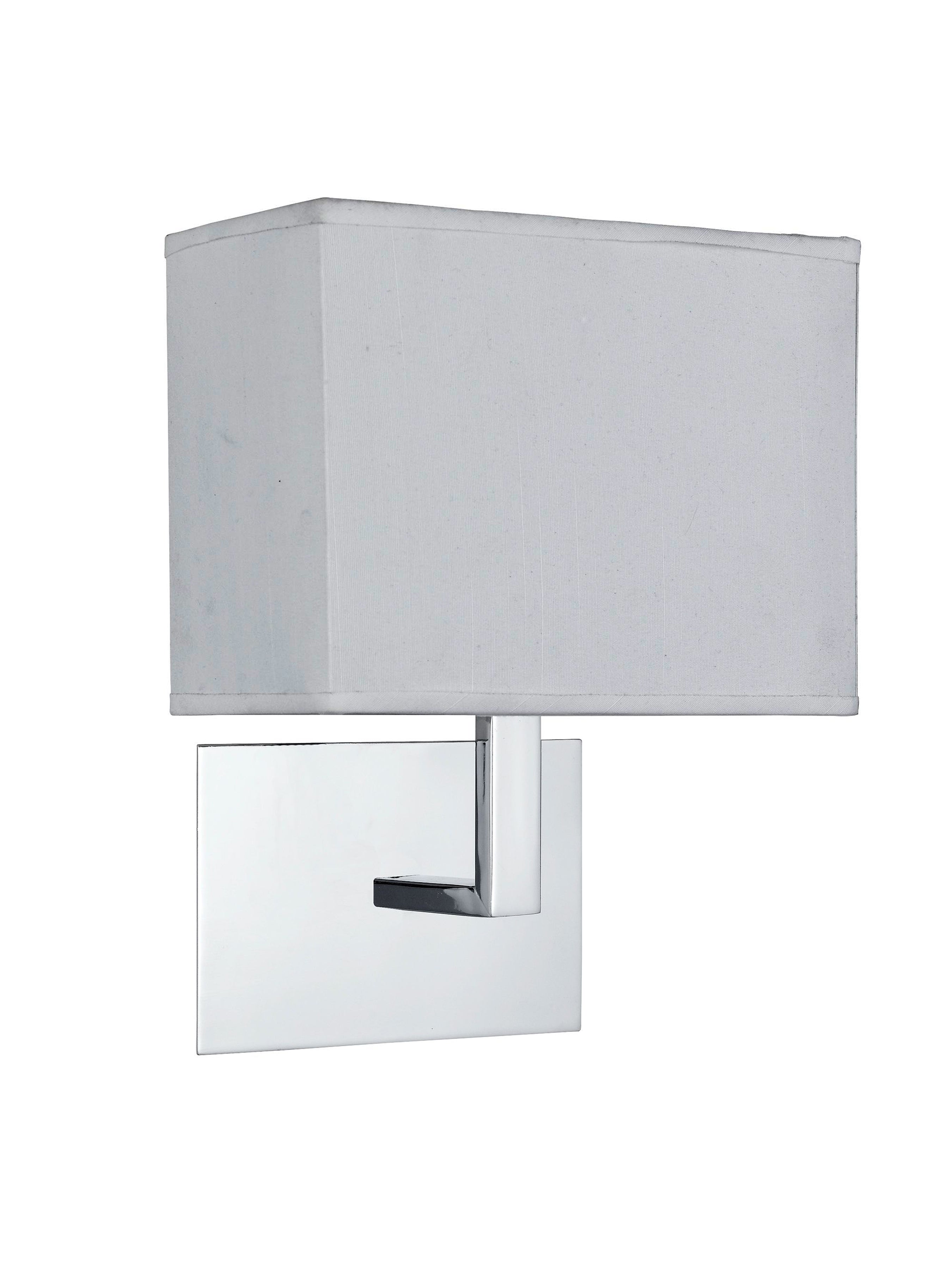 Searchlight Chrome Wall Light With White Rectangular Fabric Shade, Black Switch
