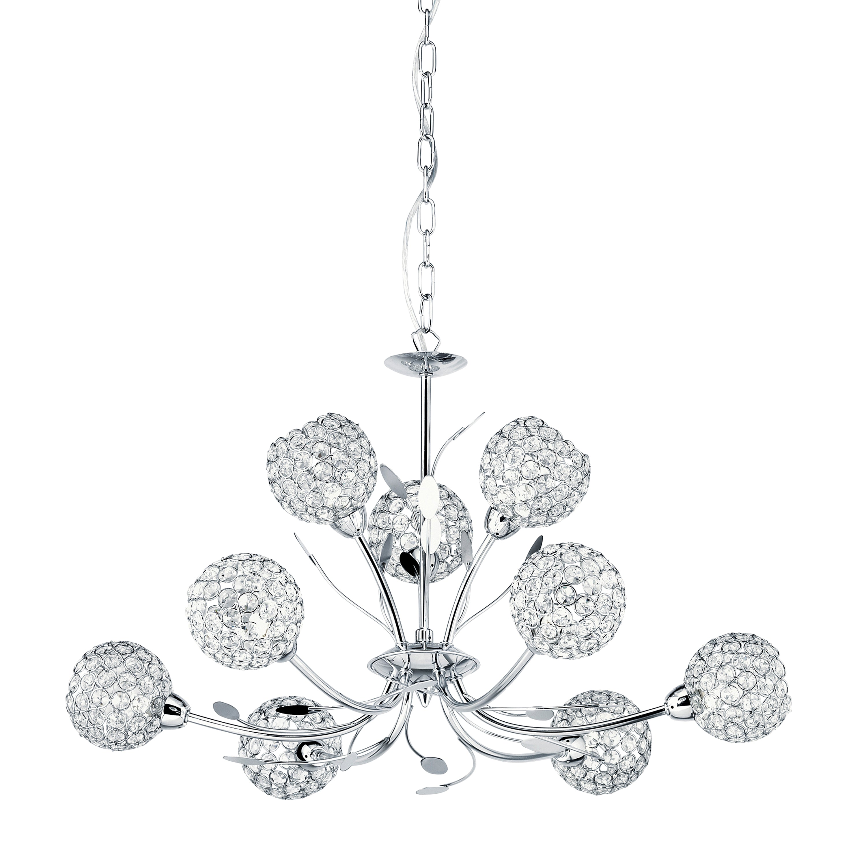 Searchlight Bay II 9 Light Pendant - Chrome & Clear Glass