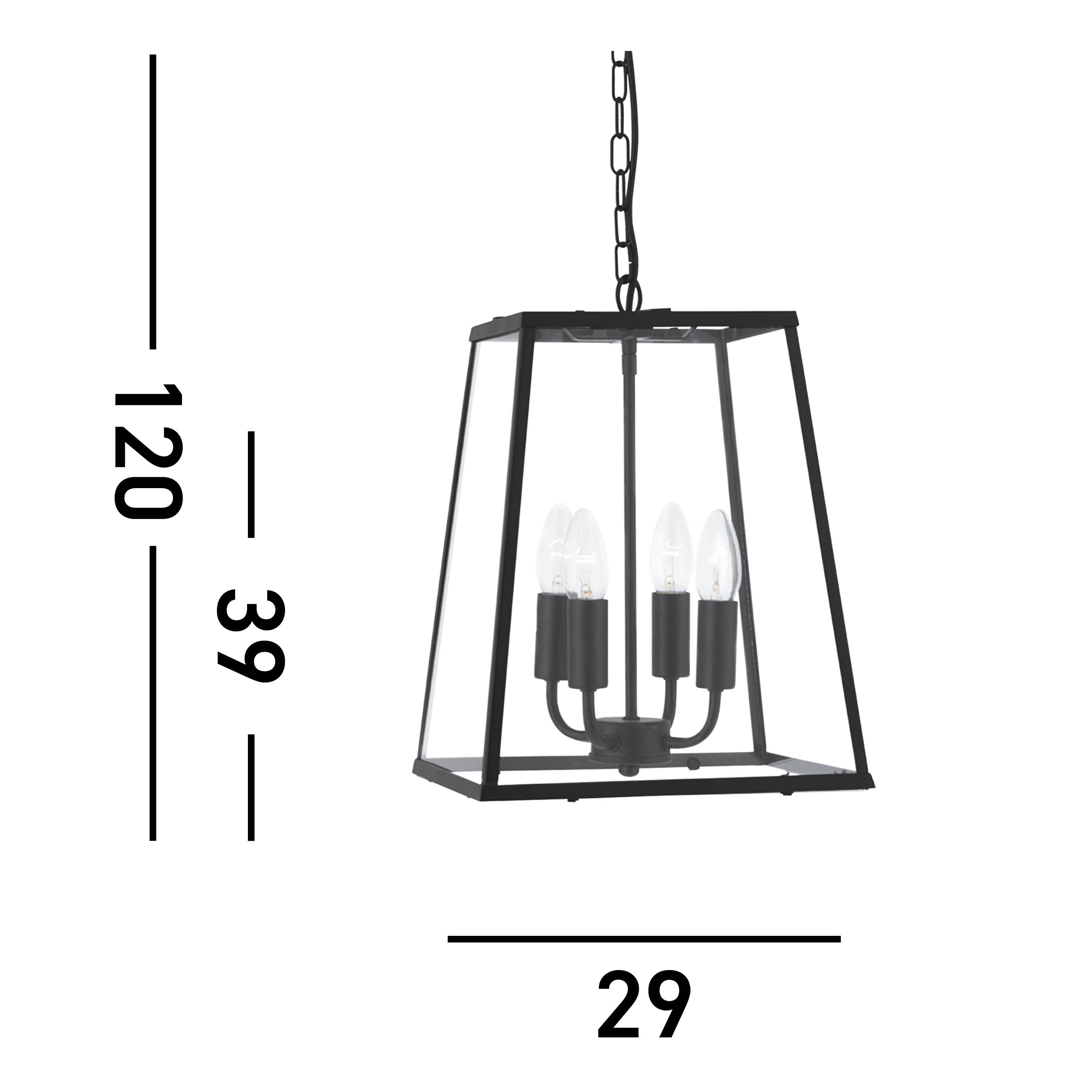 Searchlight Lake - 4 Light Black Pendant