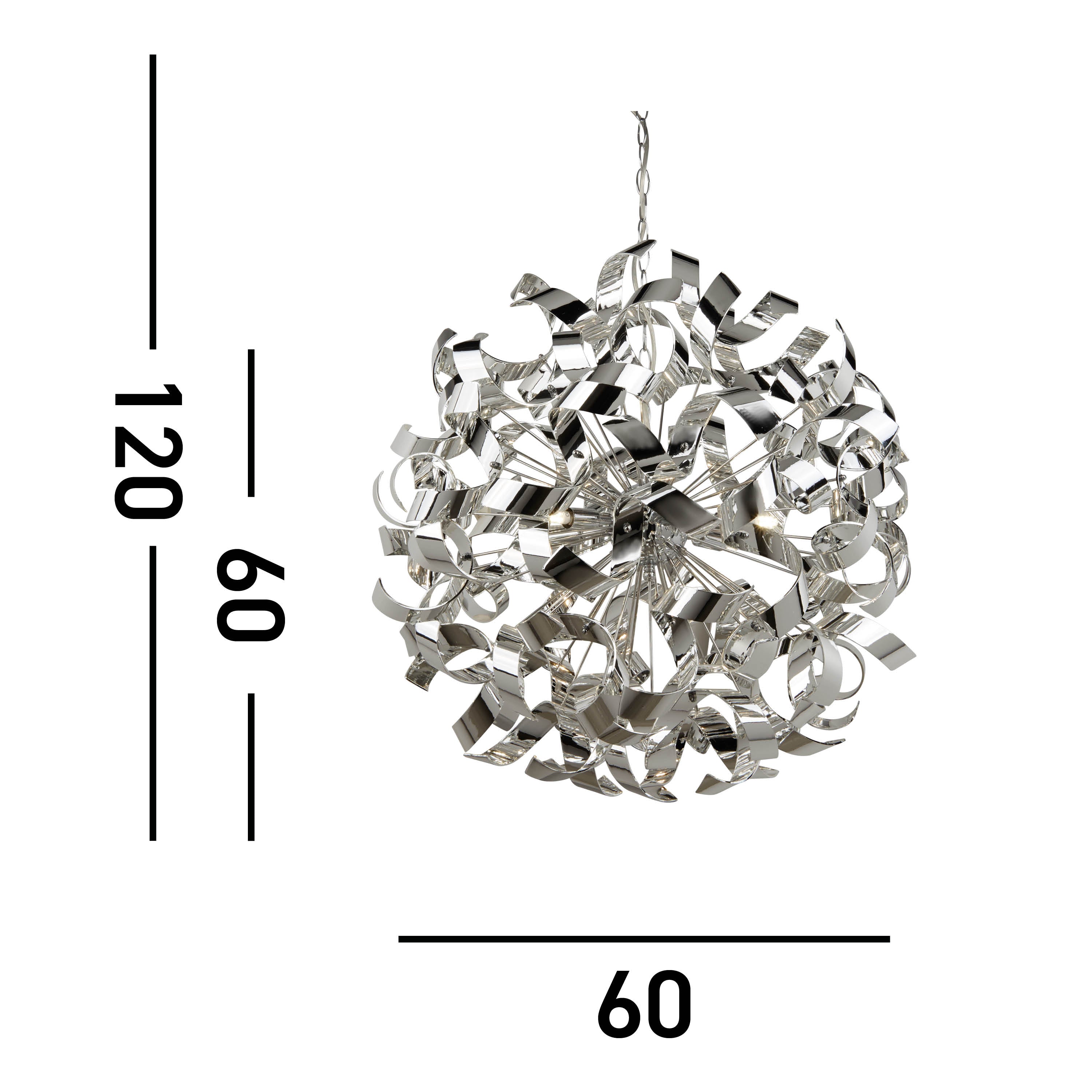 Searchlight Chancel 6 Light Pendant, Metal, Chrome