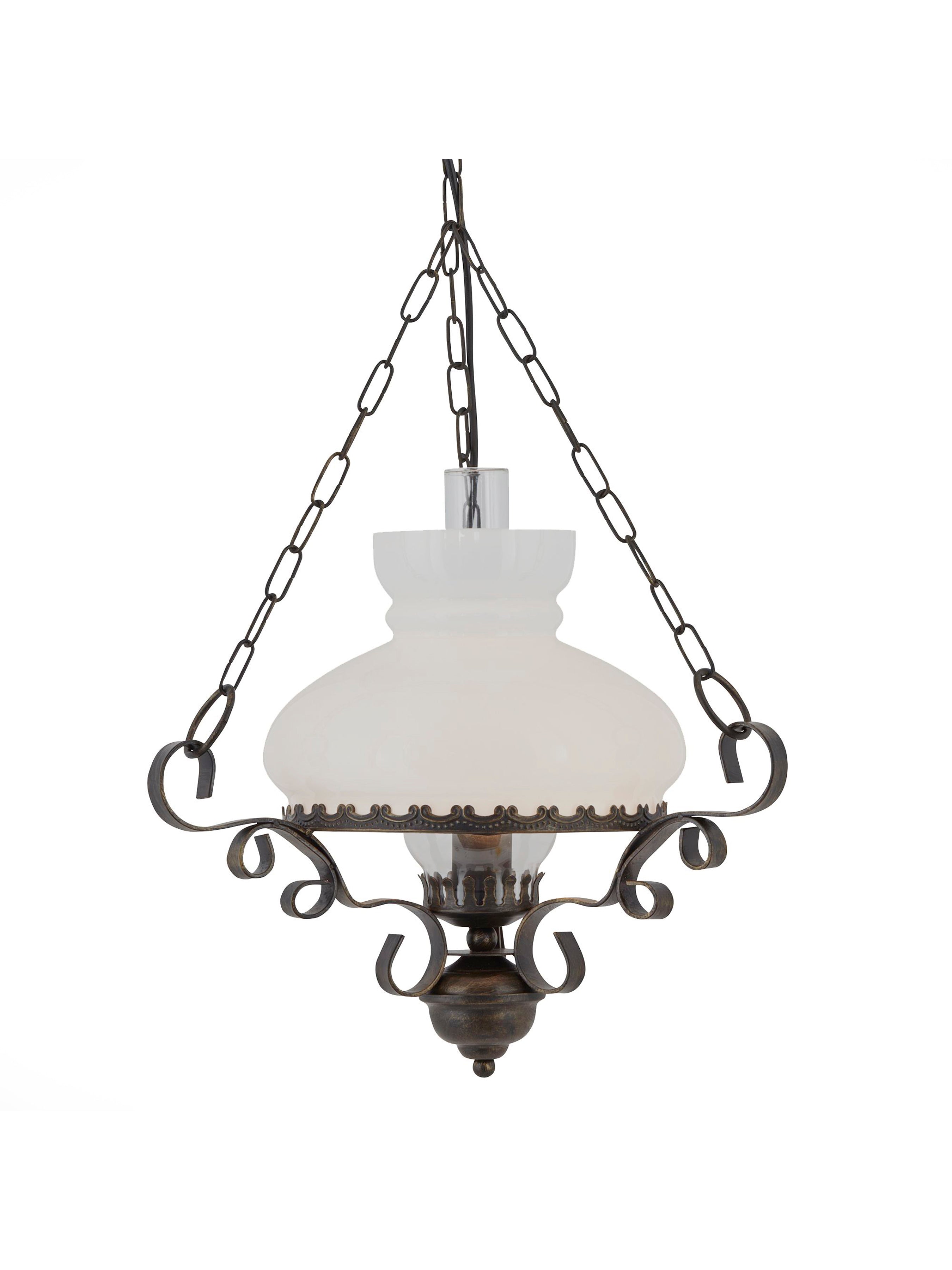 Searchlight Redgrave Wrought Iron Oil Lantern With Opal Glass Diffuser