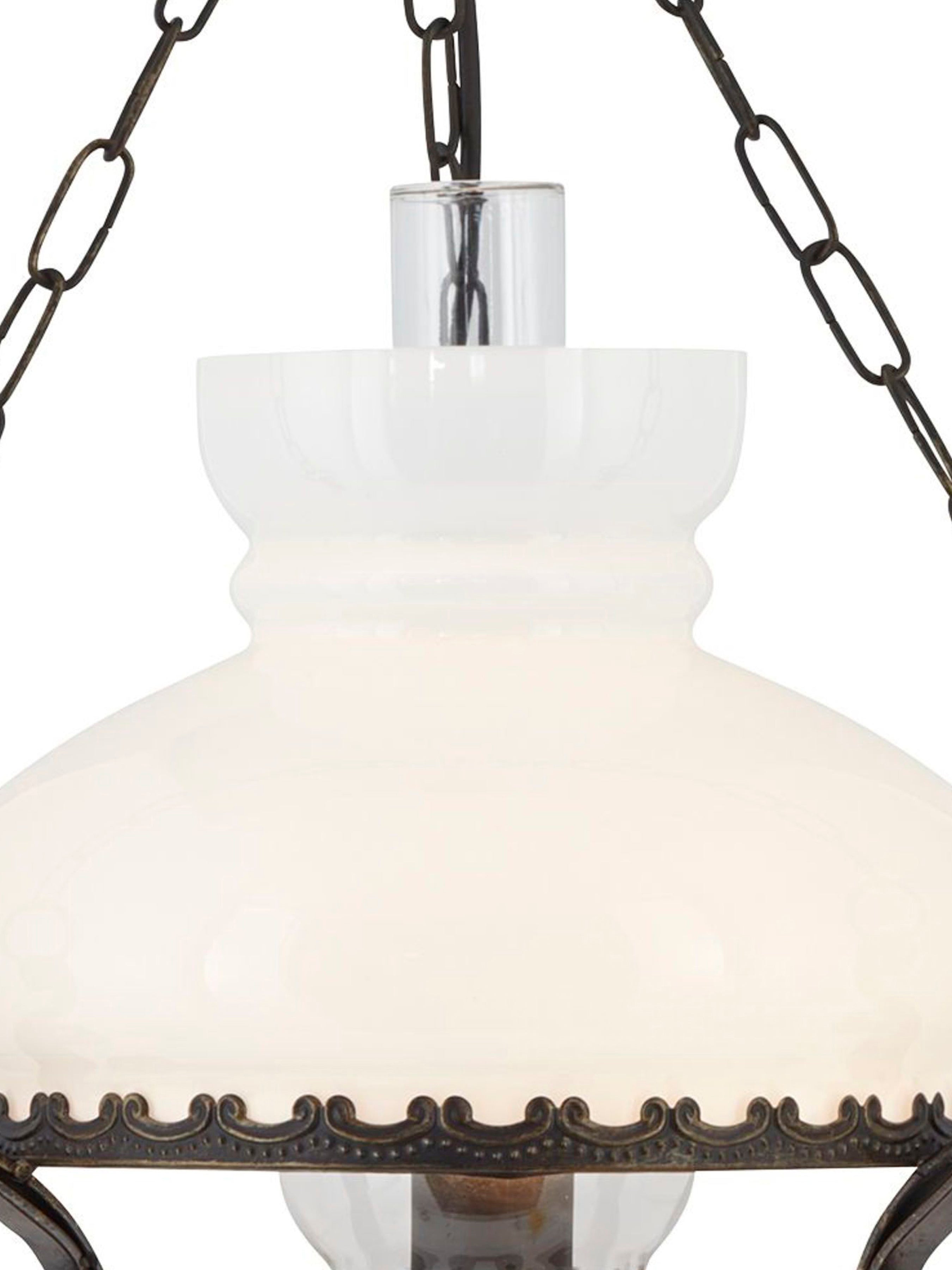Searchlight Redgrave Wrought Iron Oil Lantern With Opal Glass Diffuser