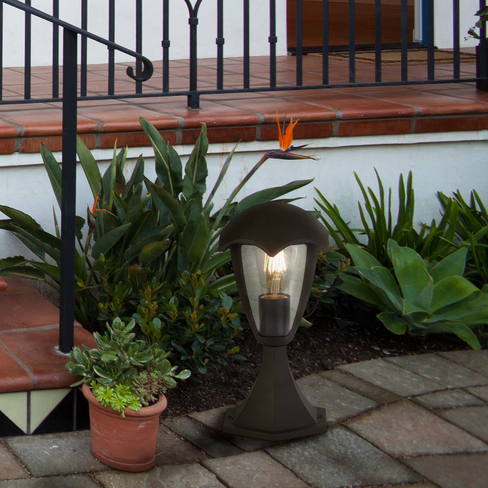 Searchlight Bembridge 30cm Outdoor Post - Grey & Clear Polycarbonate