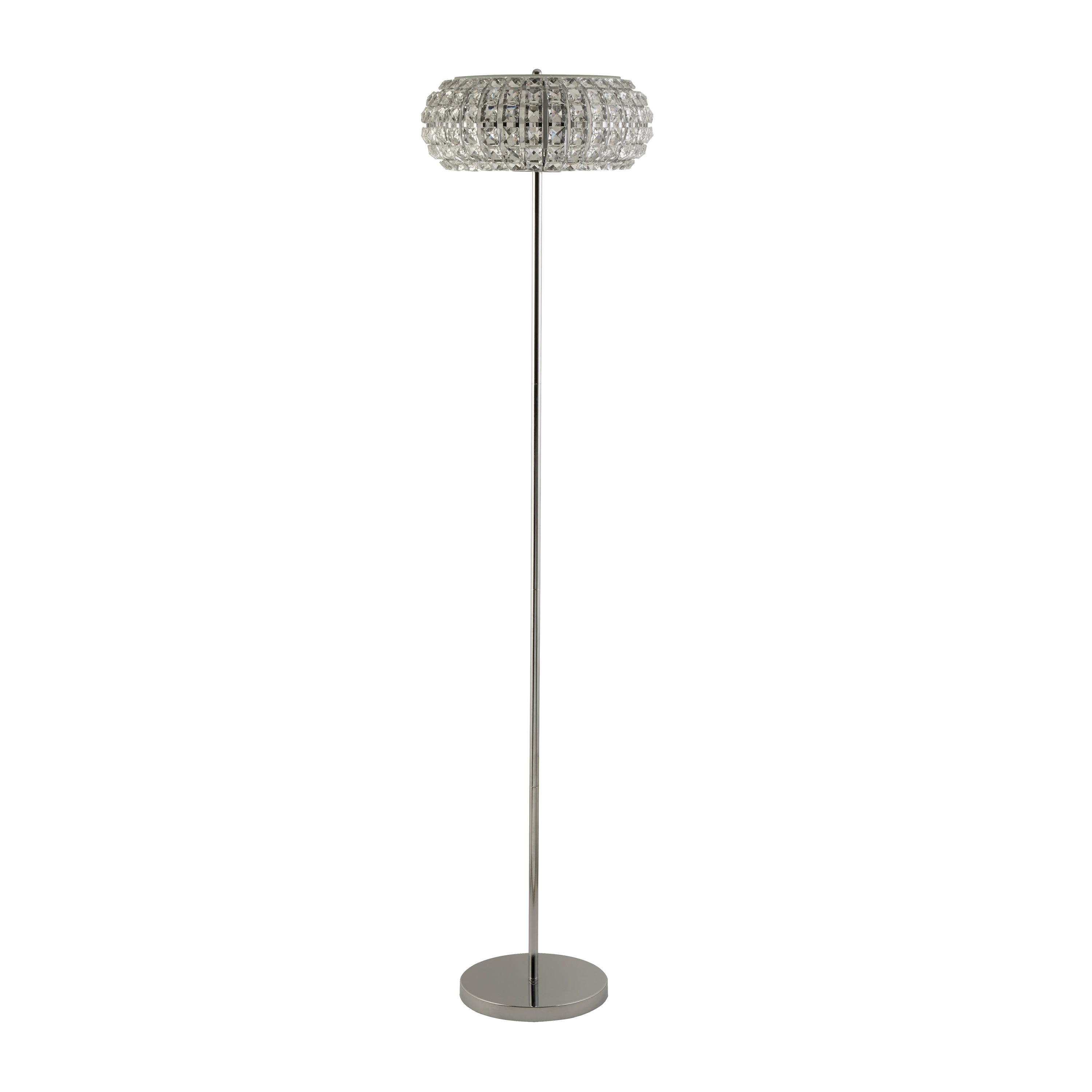 Searchlight Maria 3 Light Floor Lamp - Chrome, Crystal Glass & Sand