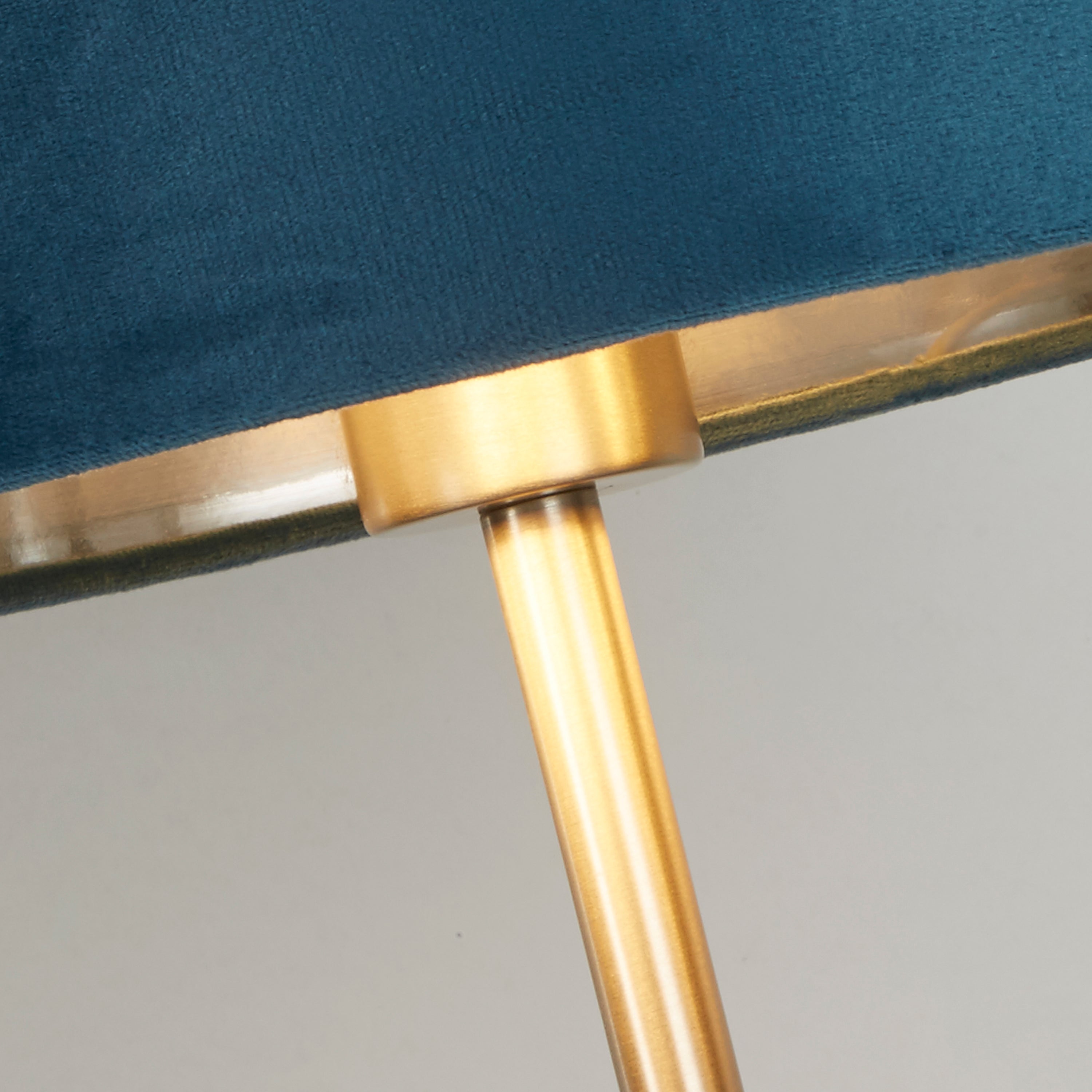 Searchlight Fairview USB Table Lamp - Satin Nickel & Teal Velvet Shade