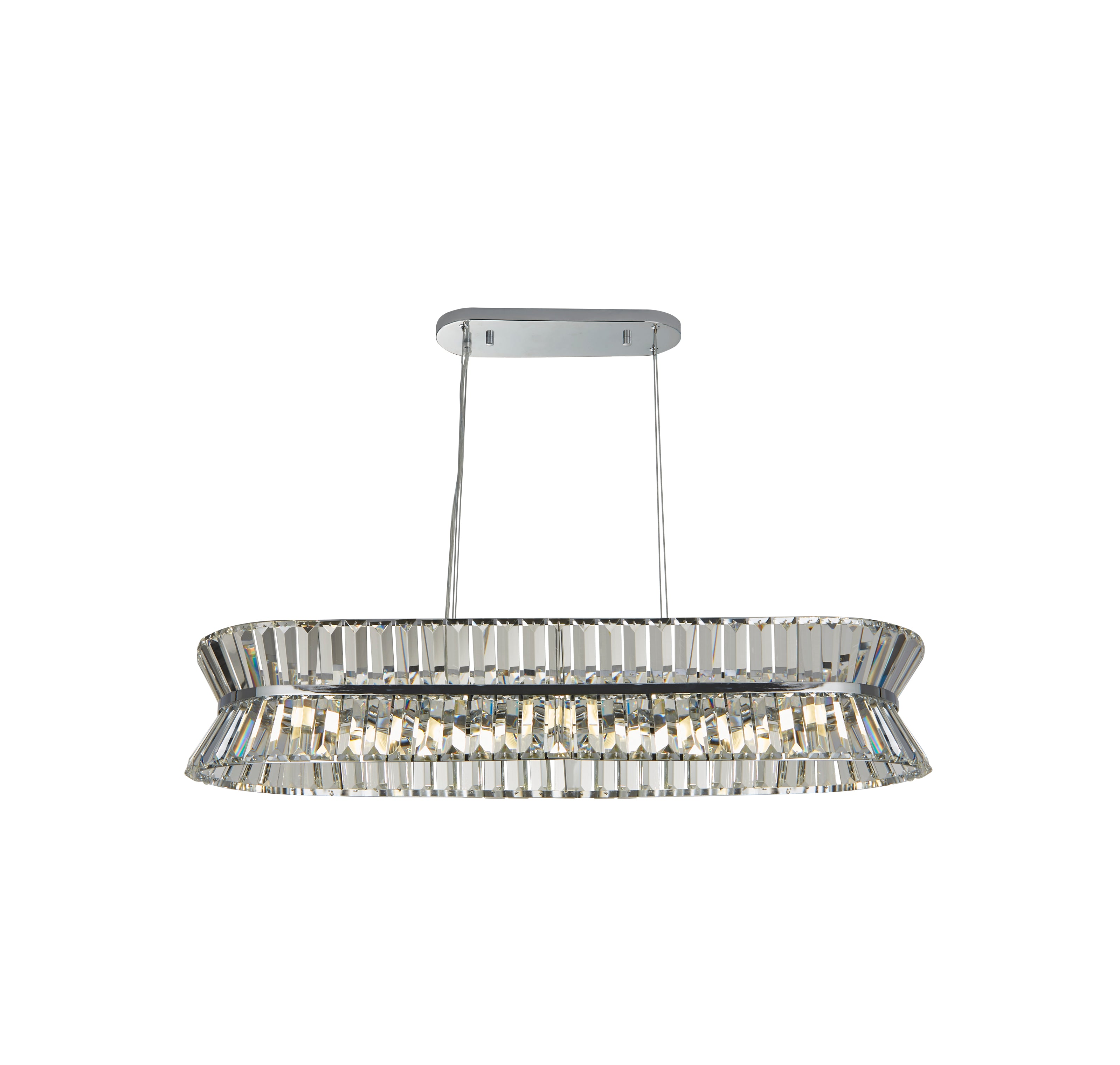 Searchlight Tetlow 10 Light Oval Pendant - Chrome & Clear Crystal