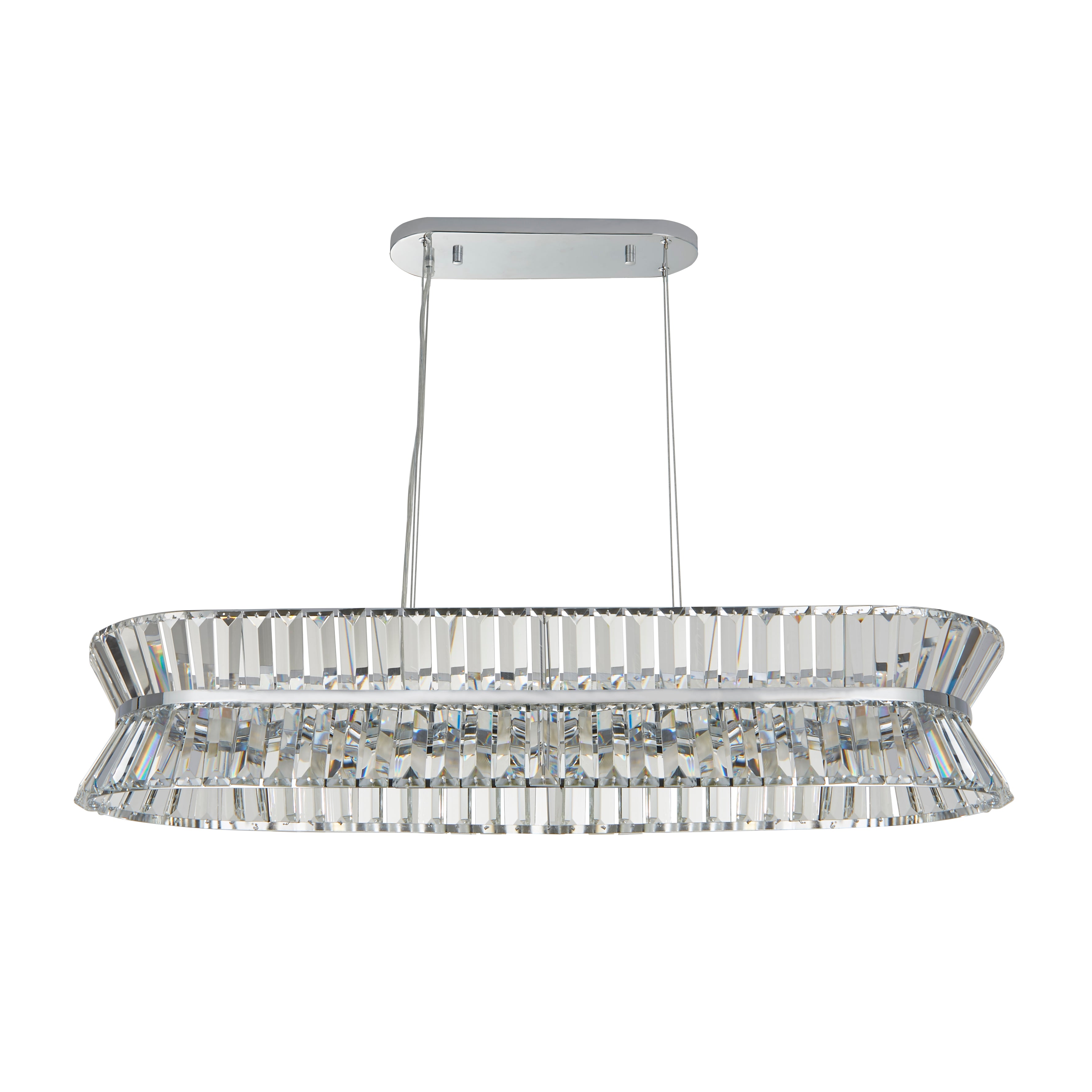 Searchlight Tetlow 10 Light Oval Pendant - Chrome & Clear Crystal