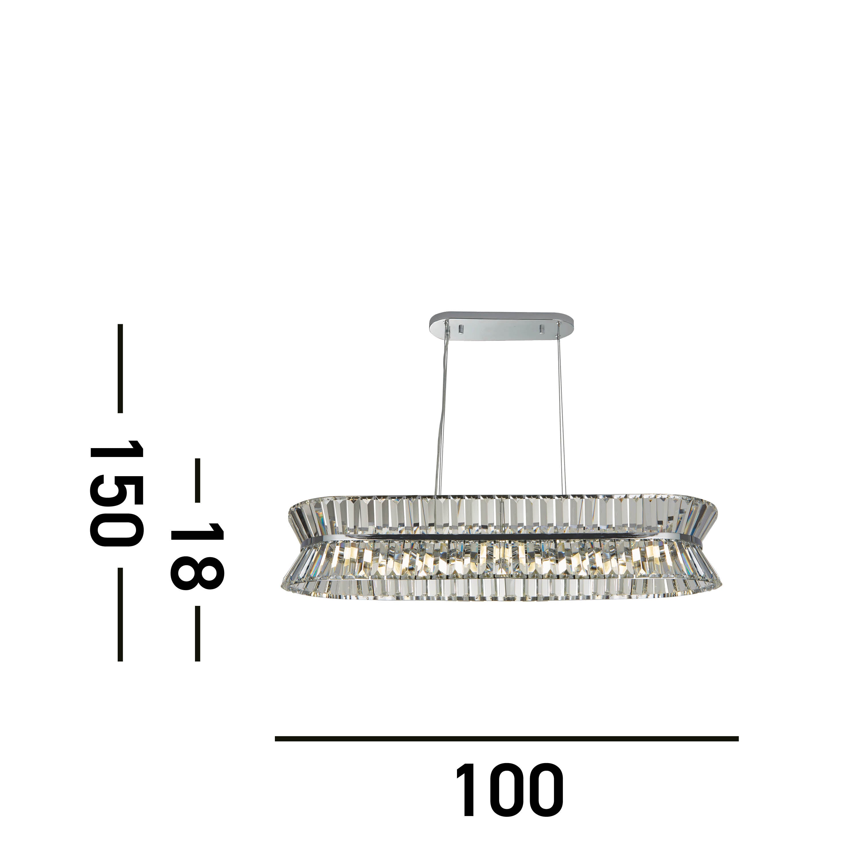 Searchlight Tetlow 10 Light Oval Pendant - Chrome & Clear Crystal