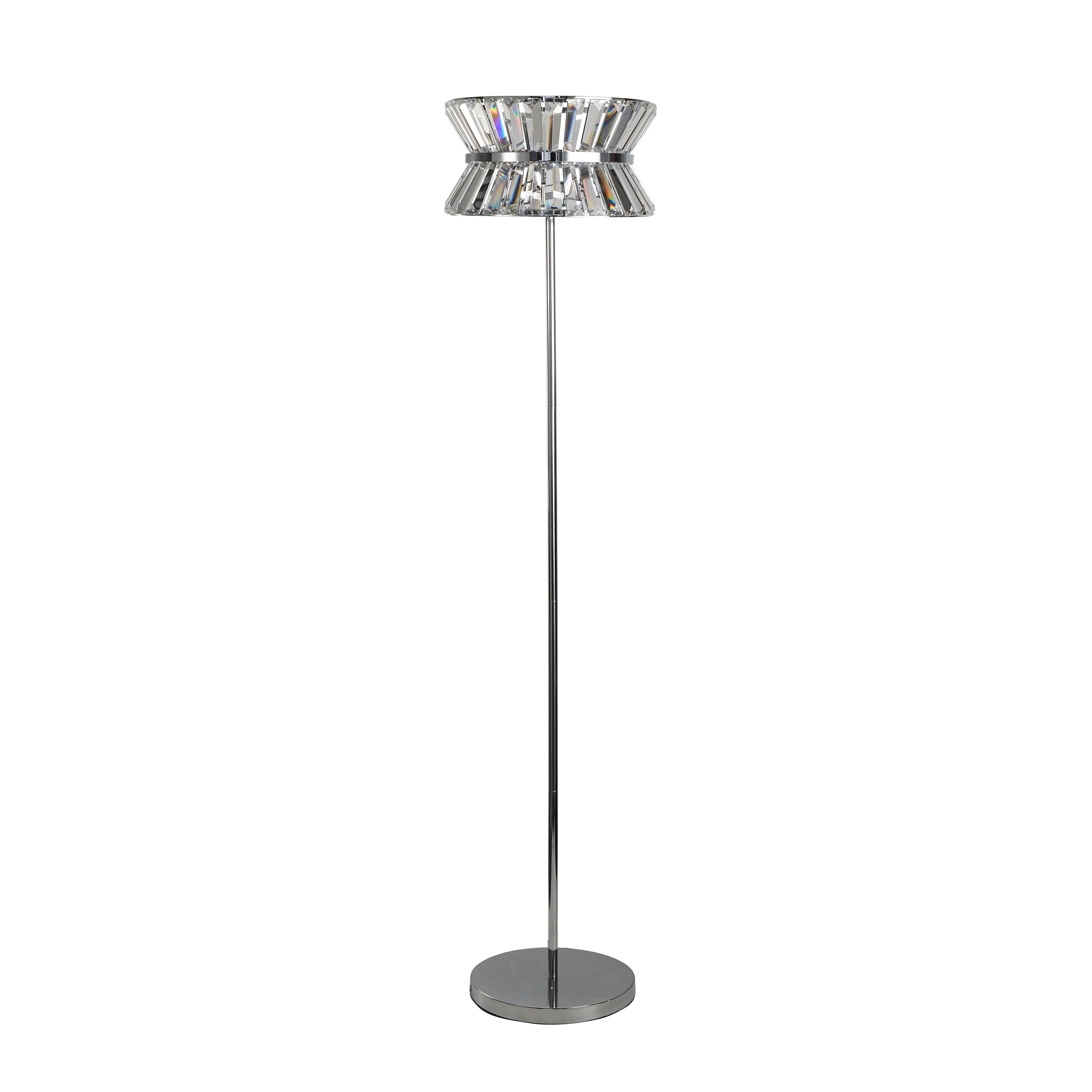 Searchlight Tetlow 3 Light Floor Lamp - Chrome & Clear Crystal