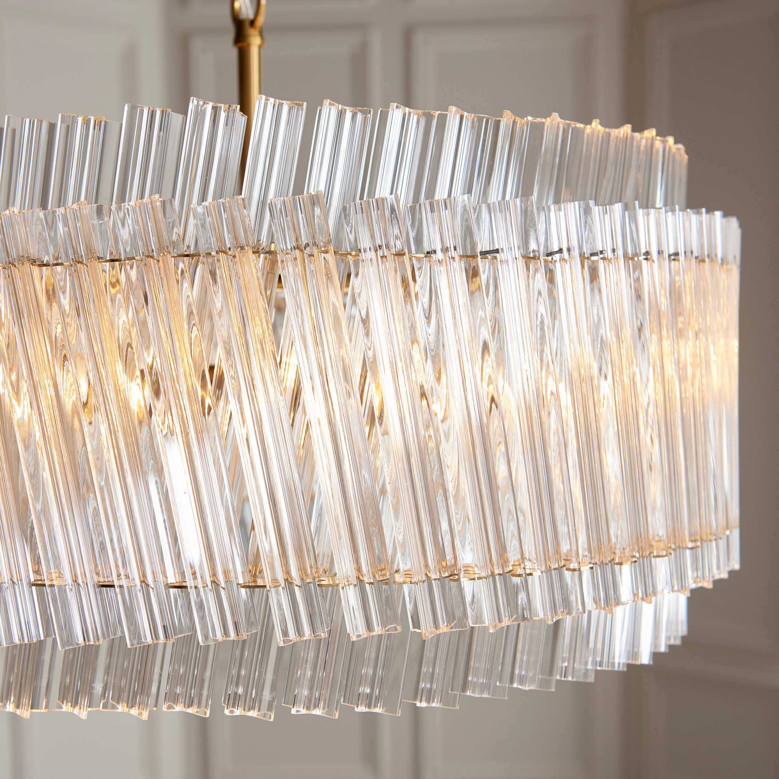Utopia Lume 5 Light Ceiling Pendant - Brushed Aged Brass & Clear Glass