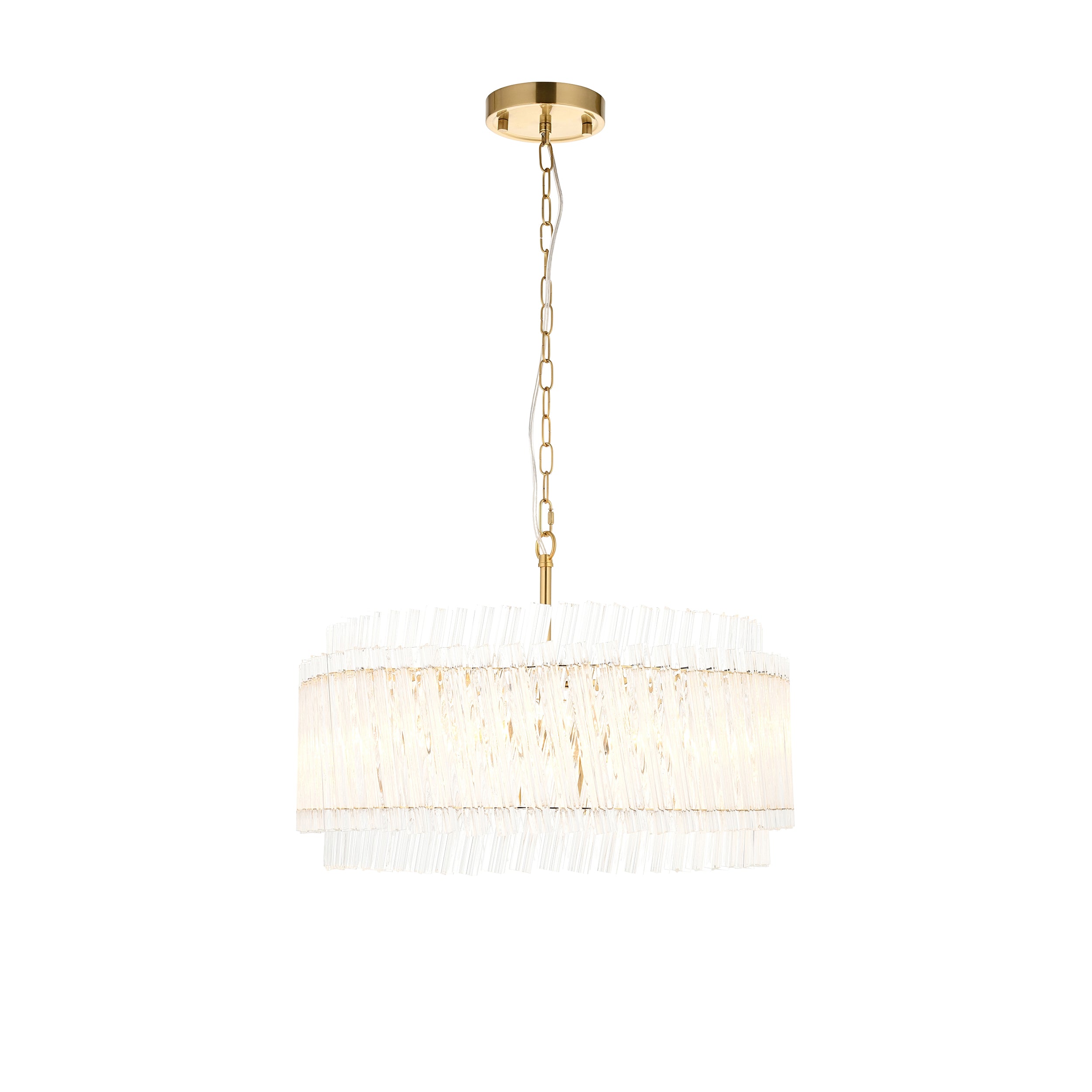 Utopia Lume 5 Light Ceiling Pendant - Brushed Aged Brass & Clear Glass