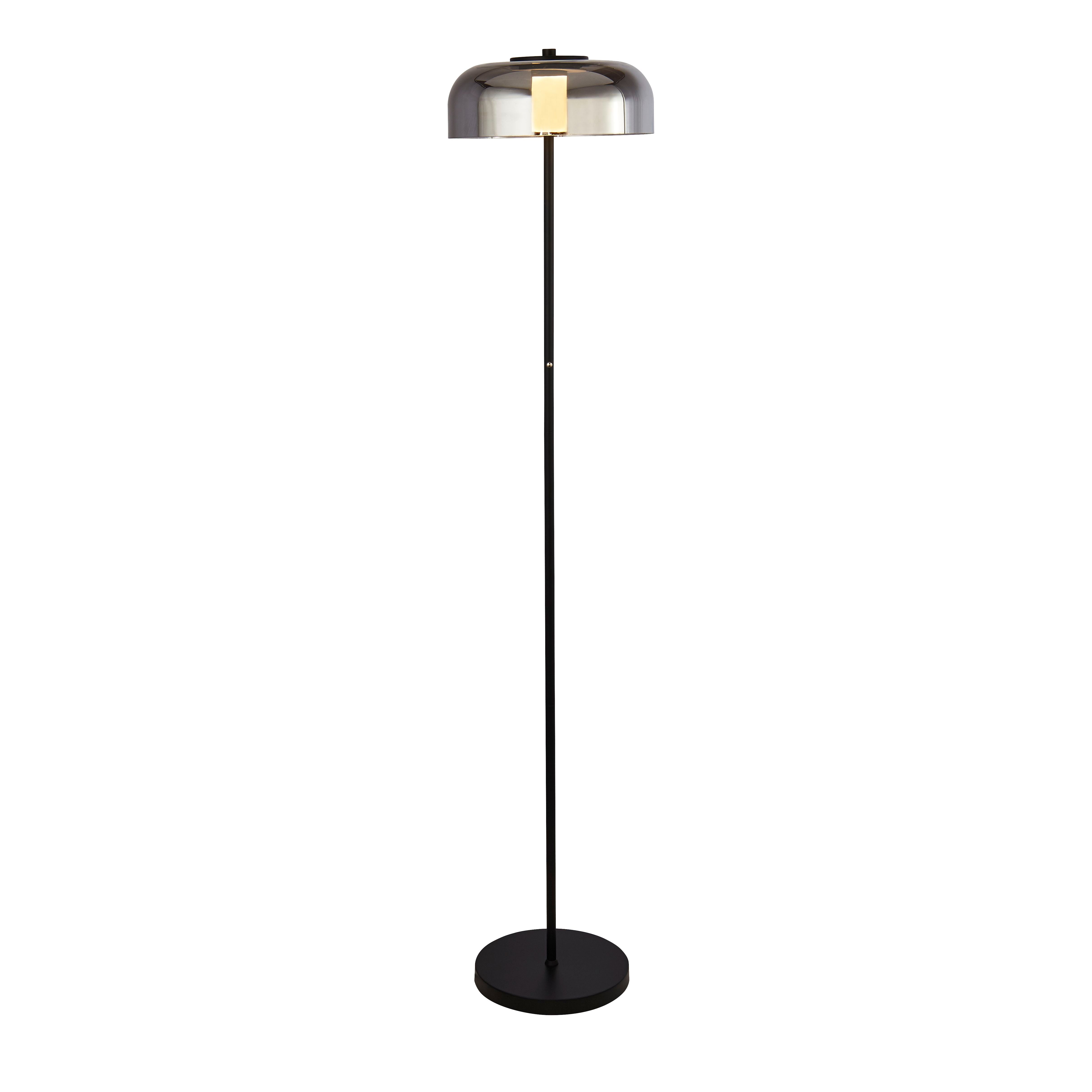 Searchlight Fir LED Floor Lamp - Matt Black & Smoked Glass