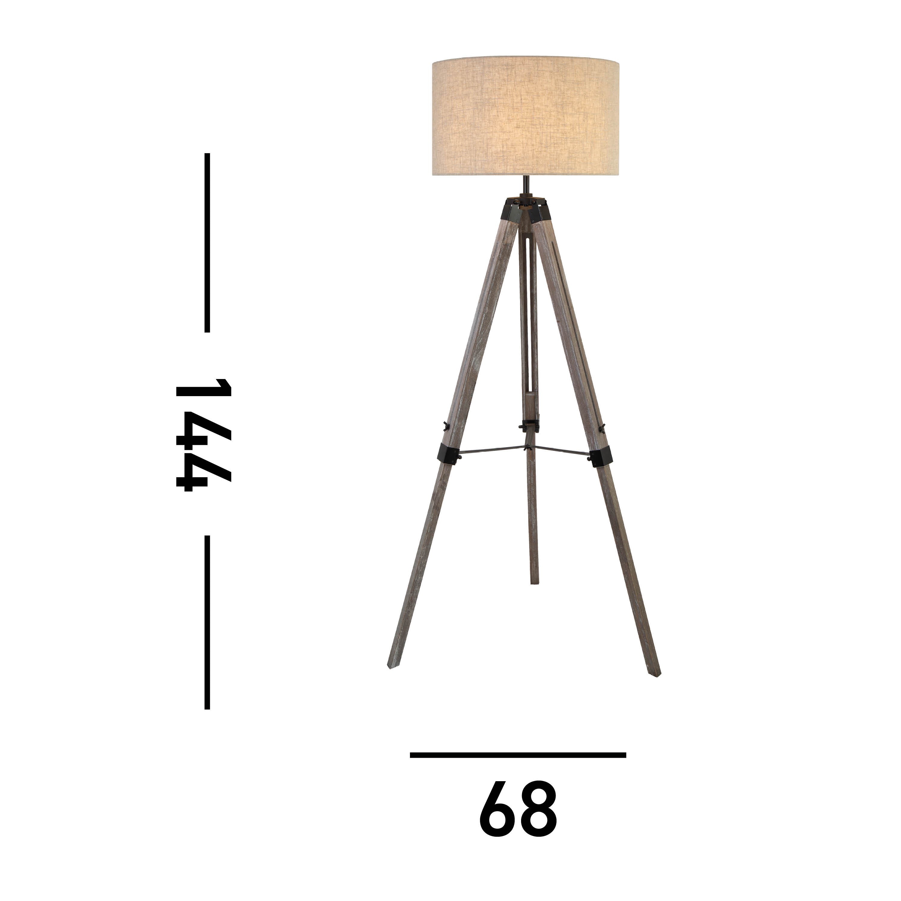 Searchlight Earle Floor Lamp, Washed Brown Base, Linen Drum Shade