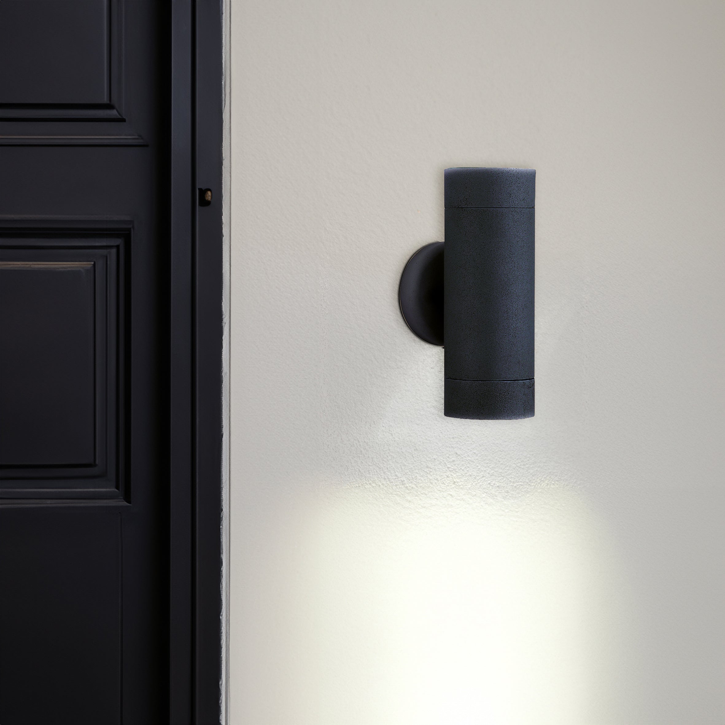 Searchlight Mela 2 Light Outdoor Wall Light - Silk Black & Glass