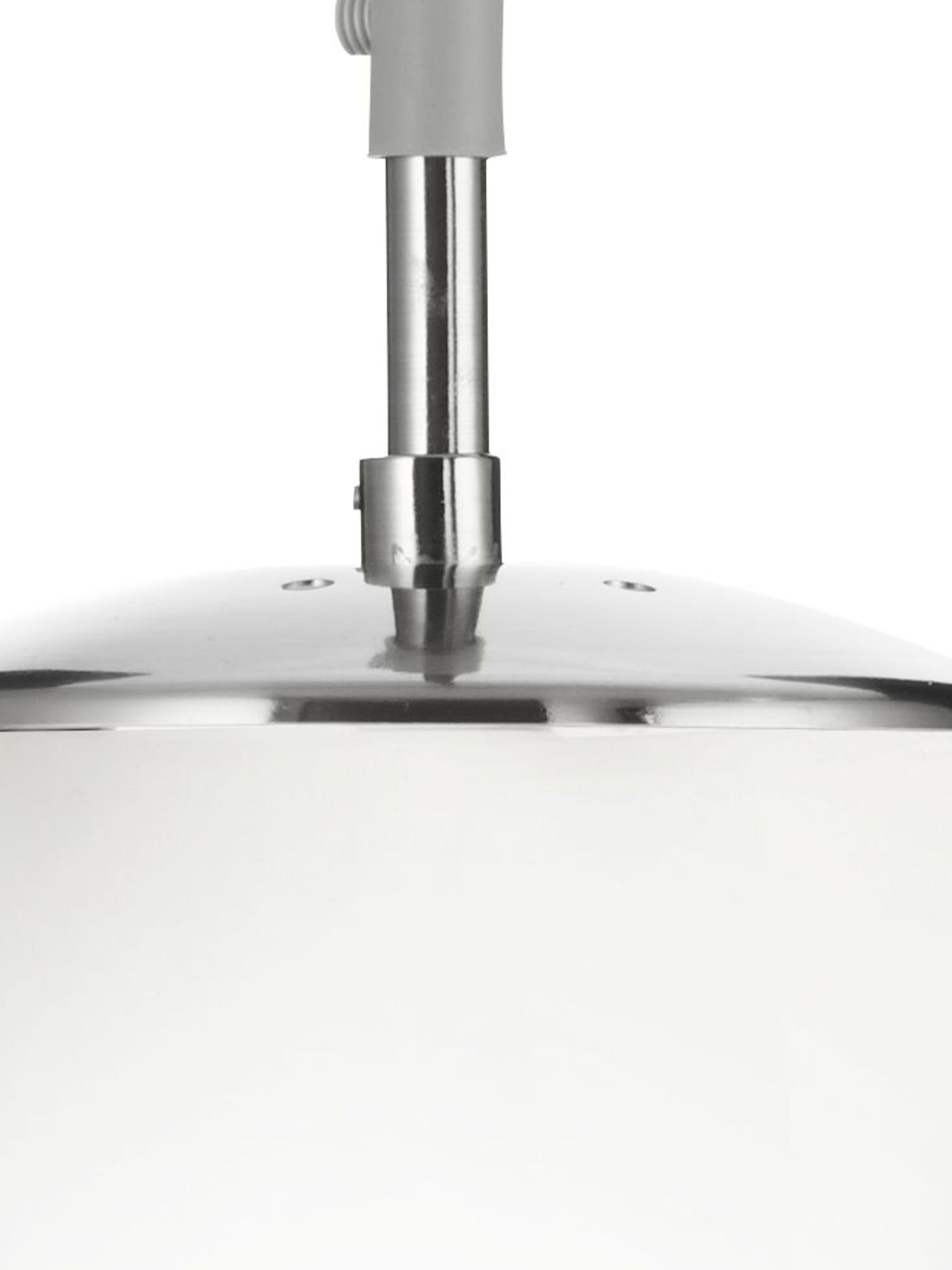 Searchlight Audley Single 25cm Pendant - Satin Silver & Opal Glass