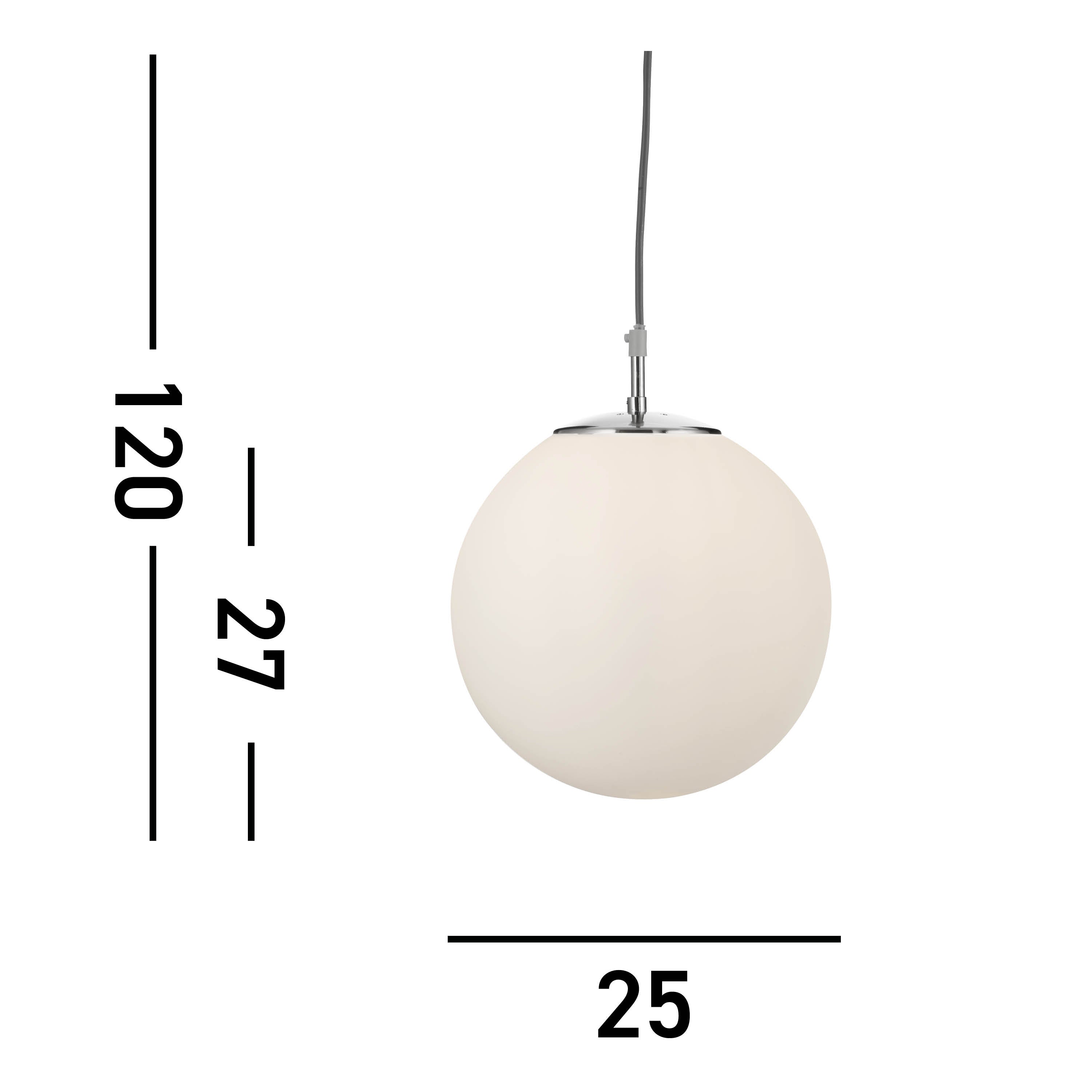 Searchlight Audley Single 25cm Pendant - Satin Silver & Opal Glass