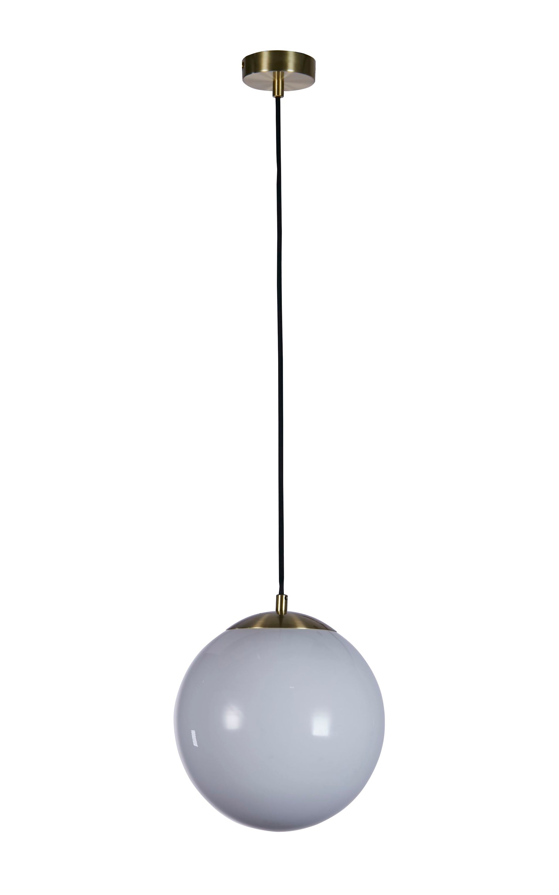 Searchlight Audley II 33cm Pendant - Satin Brass & Opal Glass