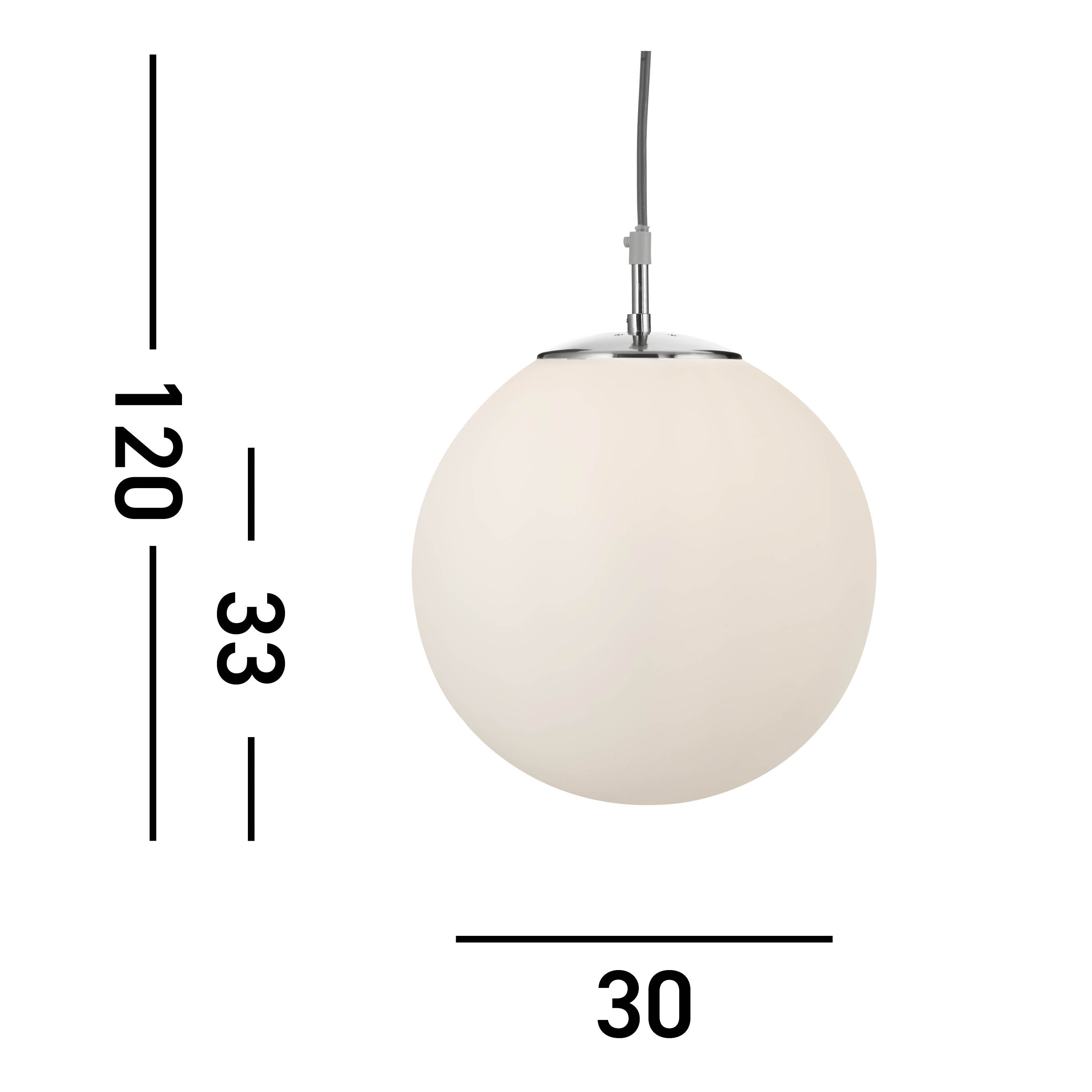 Searchlight Audley - Single Pendant Diameter 30cm), Satin Silver, Opal Glass