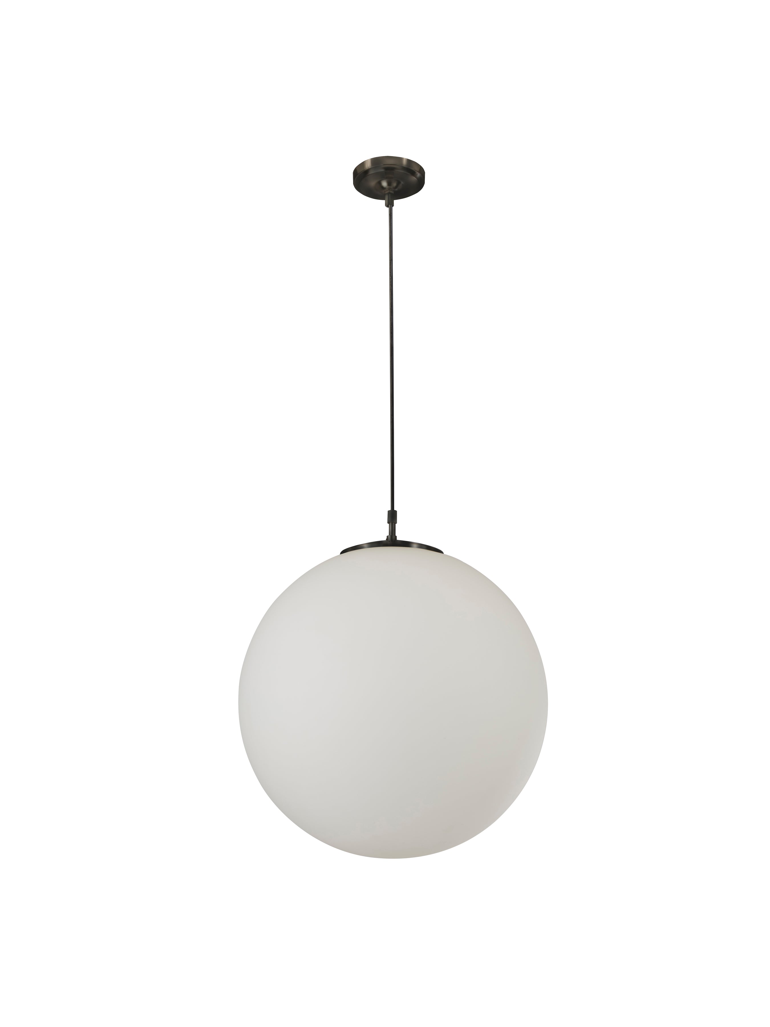 Searchlight Audley - Single Pendant (Diameter 30cm) Black, Opal Glass
